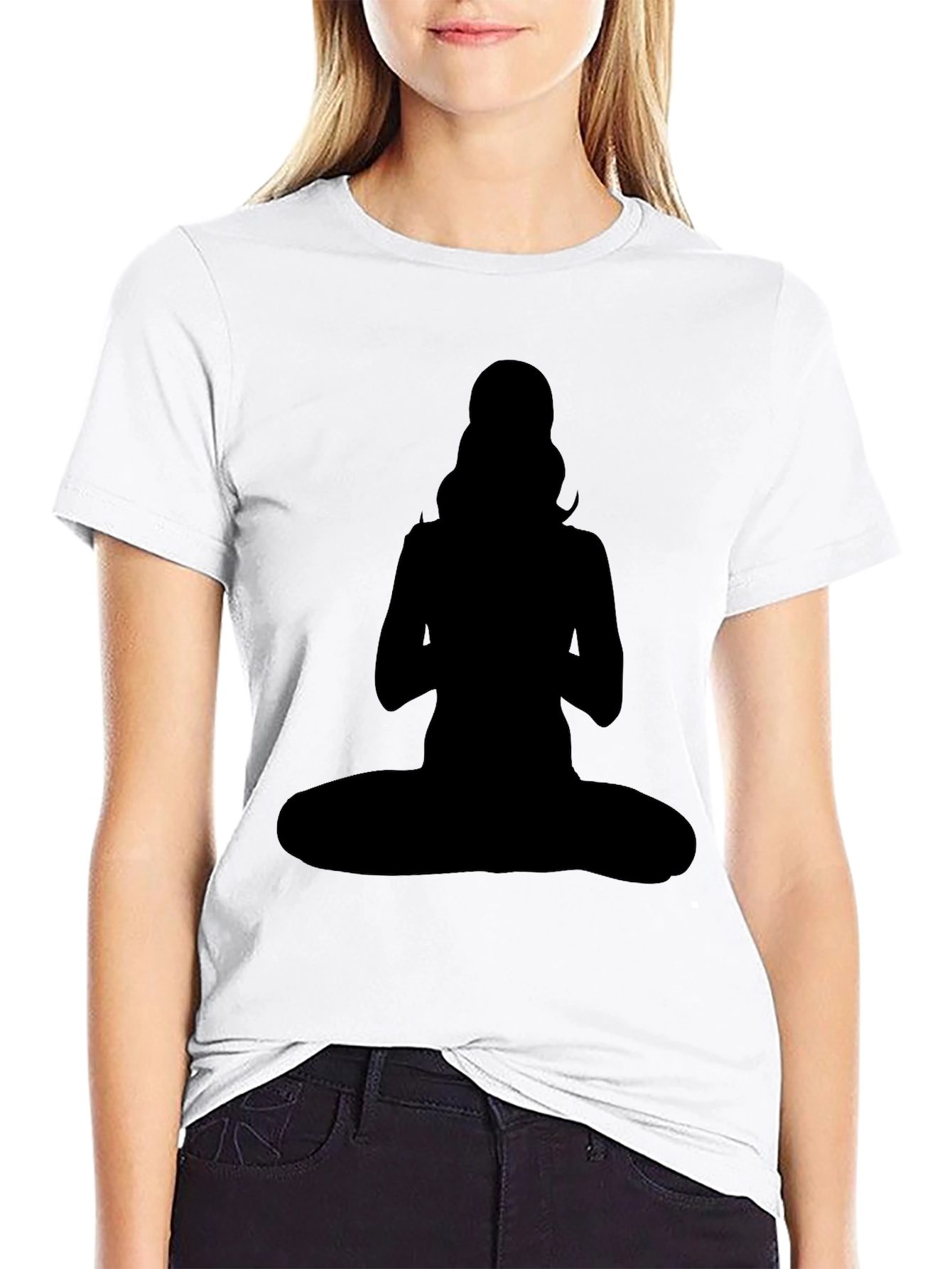 Silhouette Yoga Pose Graphic Tee - Black