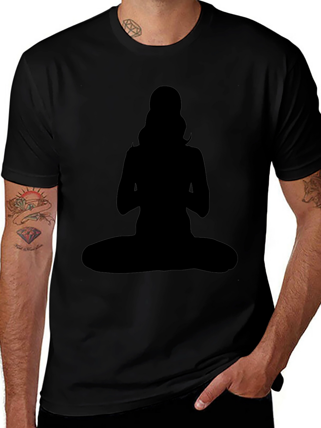 Silhouette Yoga Pose Graphic Tee - Black