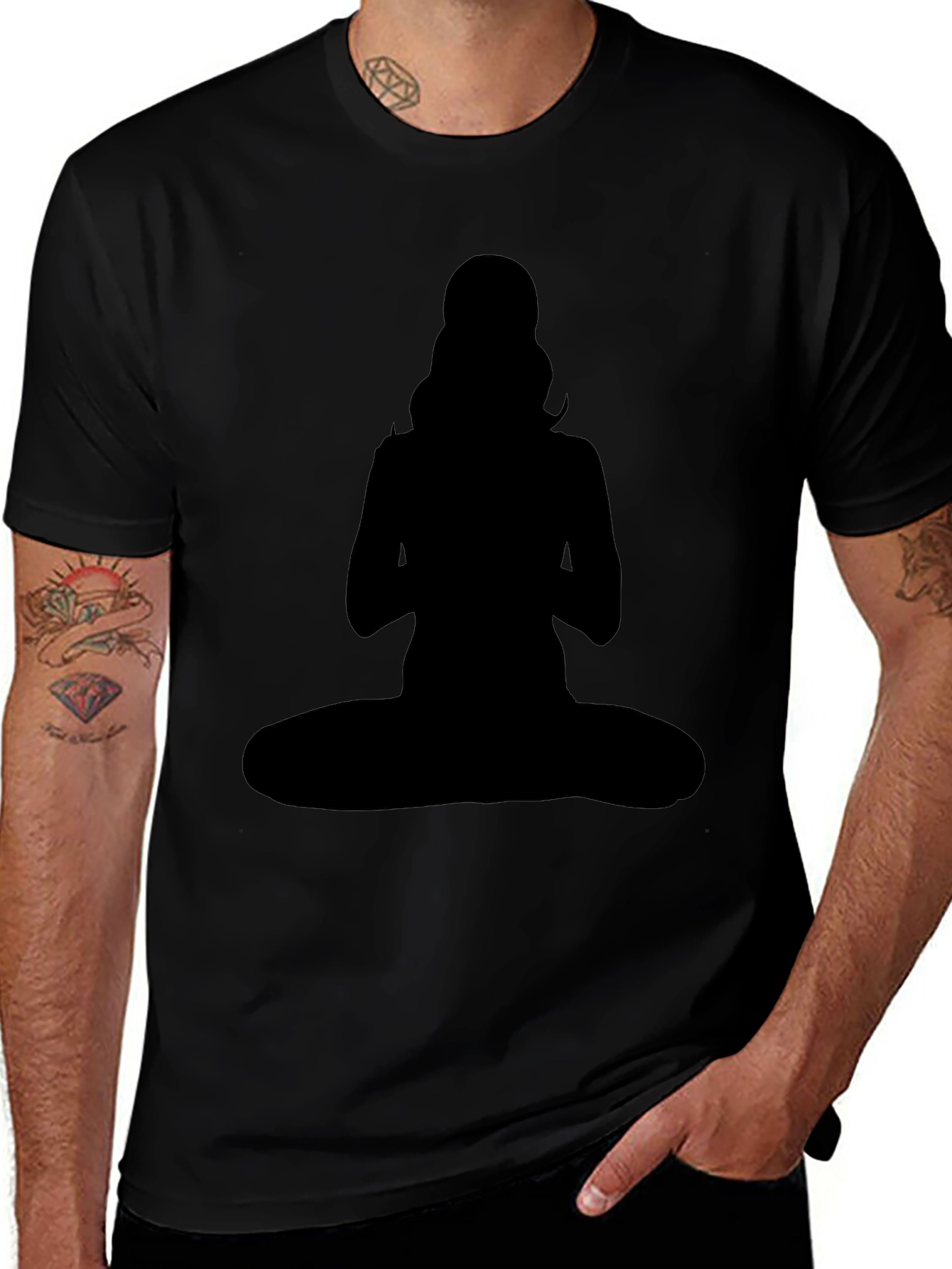 Silhouette Yoga Pose Graphic Tee - Black