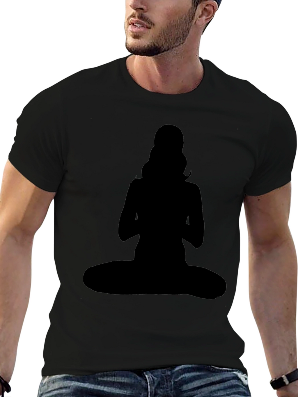 Silhouette Yoga Pose Graphic Tee - Black