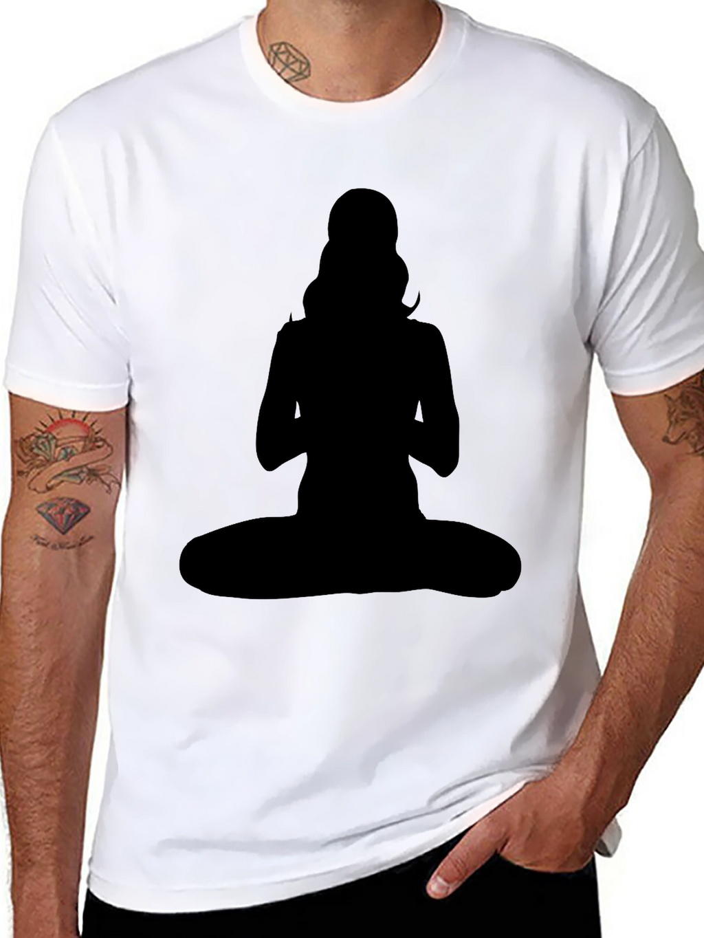 Silhouette Yoga Pose Graphic Tee - Black