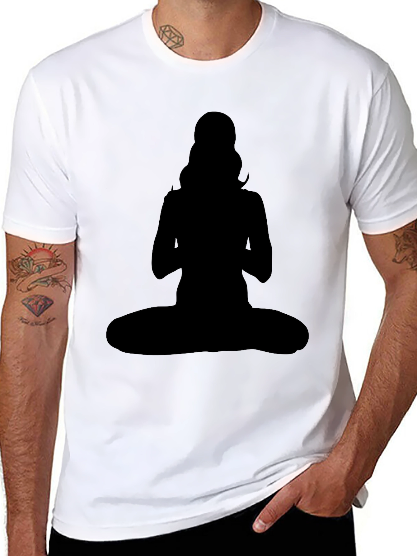 Silhouette Yoga Pose Graphic Tee - Black