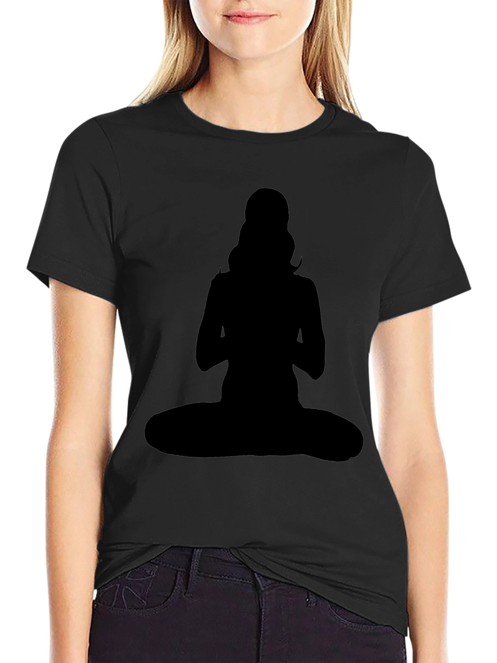 Silhouette Yoga Pose Graphic Tee - Black