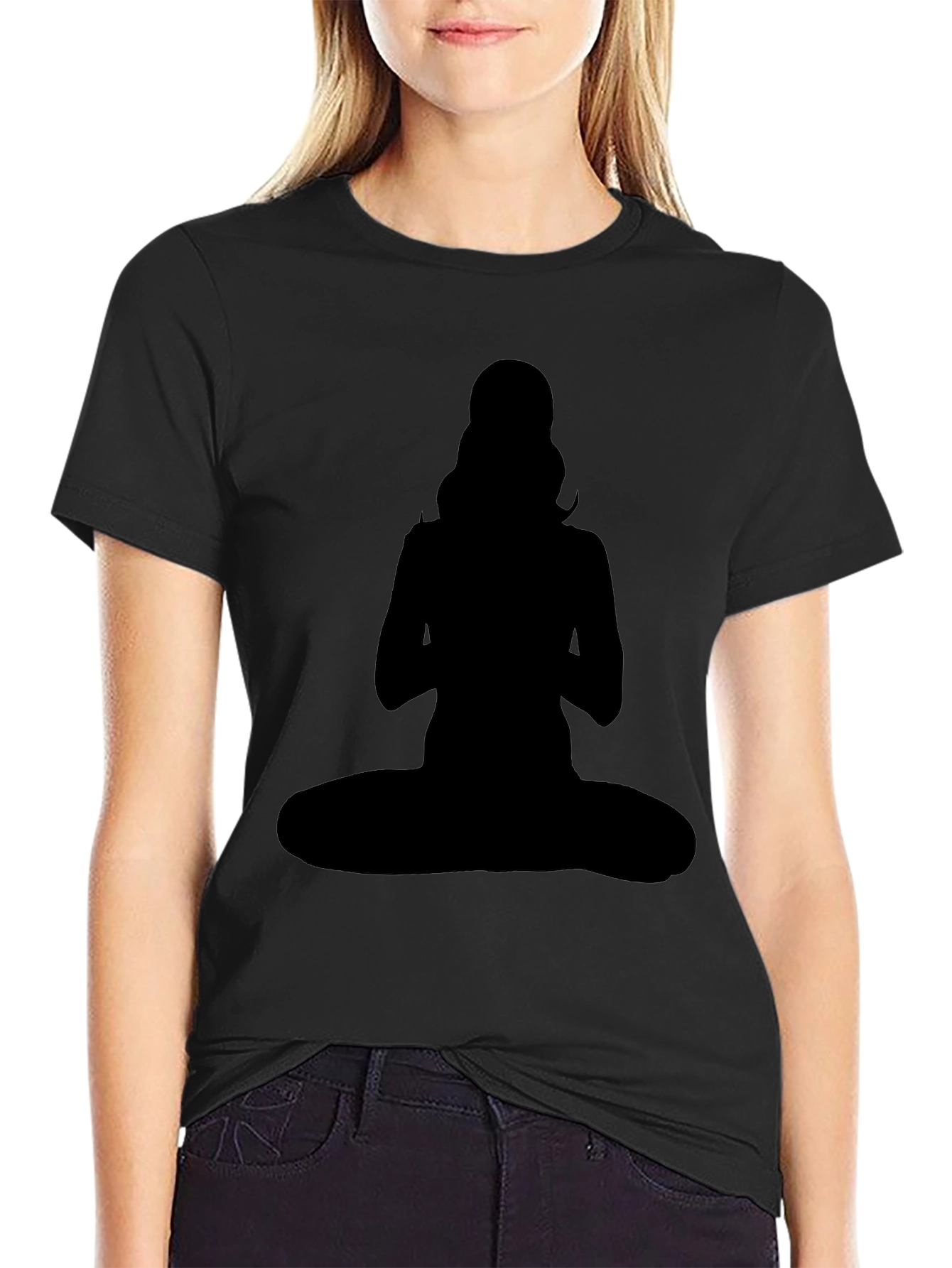 Silhouette Yoga Pose Graphic Tee - Black