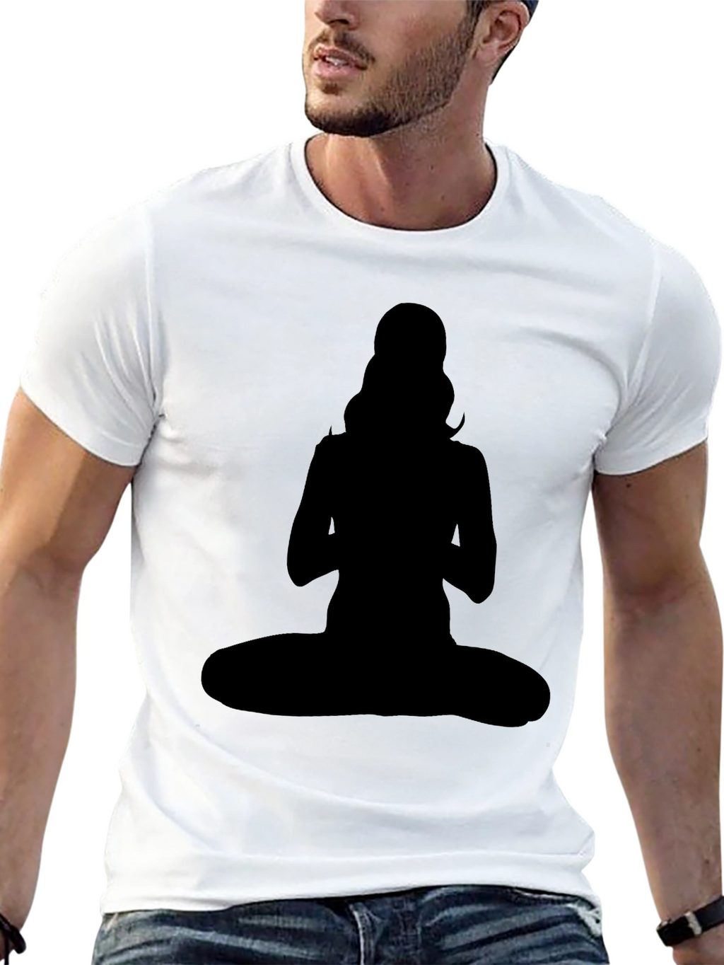 Silhouette Yoga Pose Graphic Tee - Black
