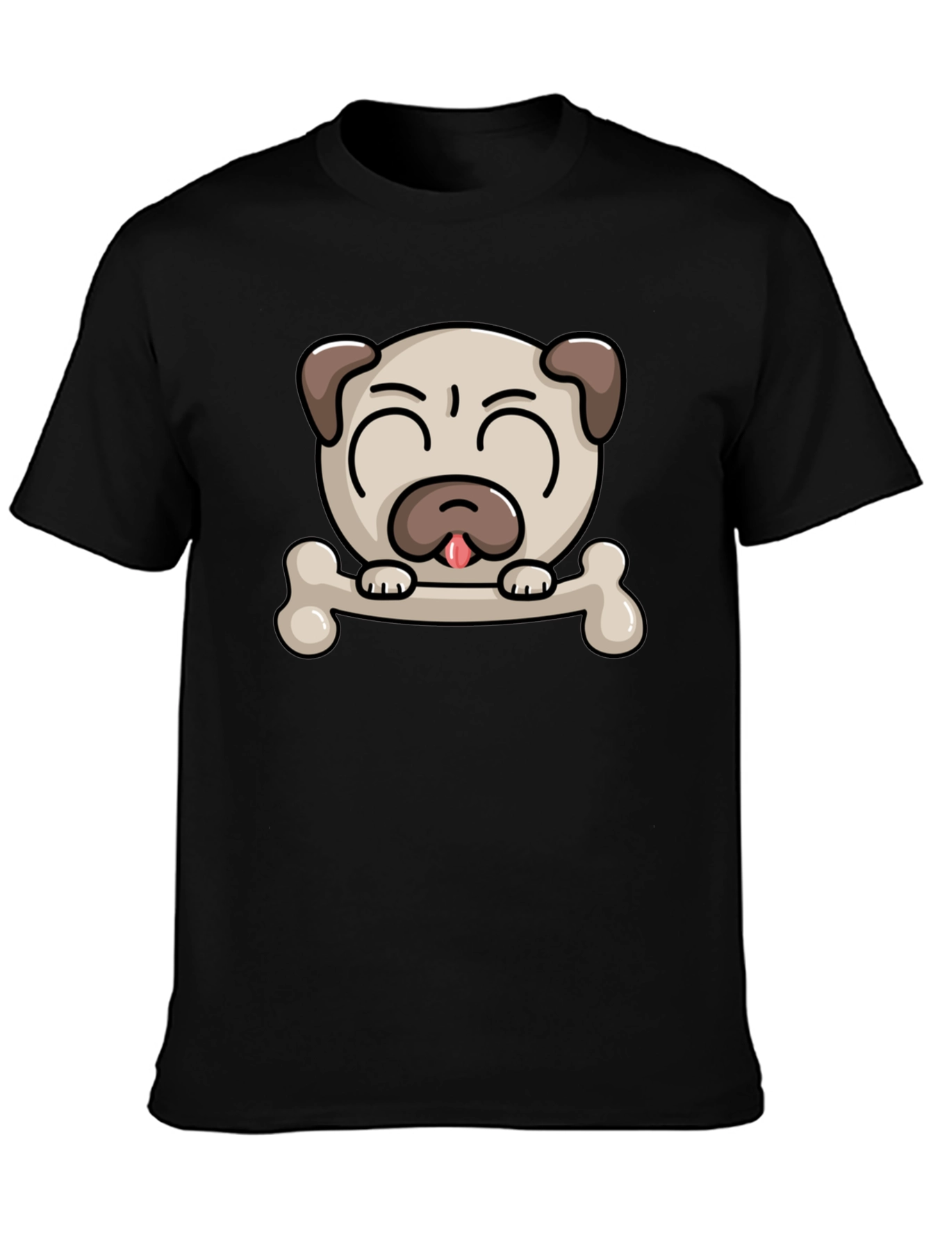 Pug Dog Bone Graphic T-Shirt