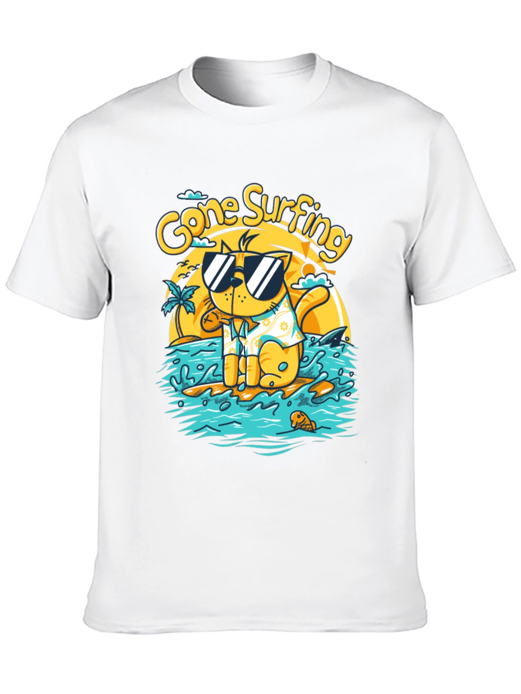 Gone Surfing Cat Graphic Tee