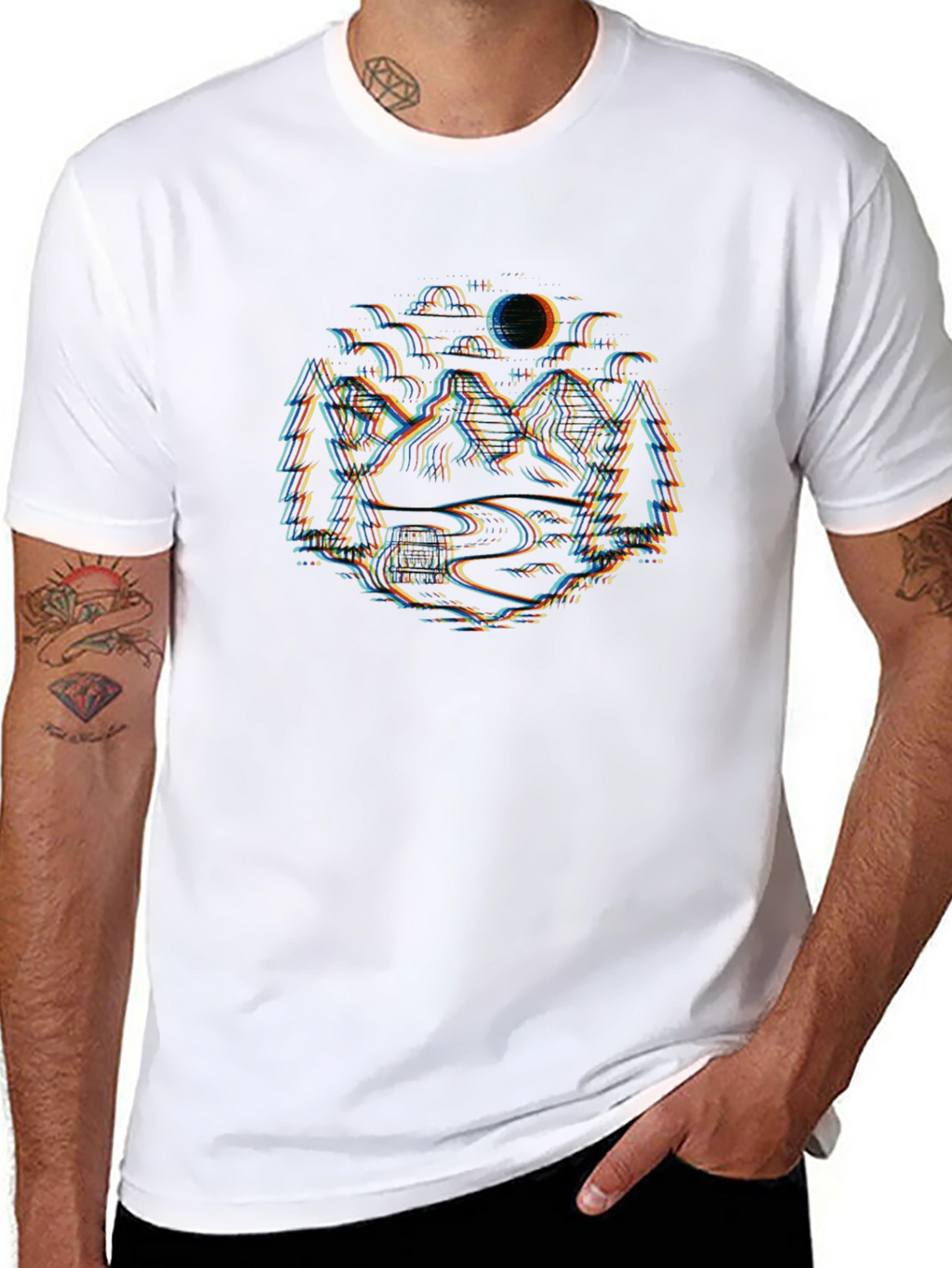 Glitch Landscape Black T-Shirt