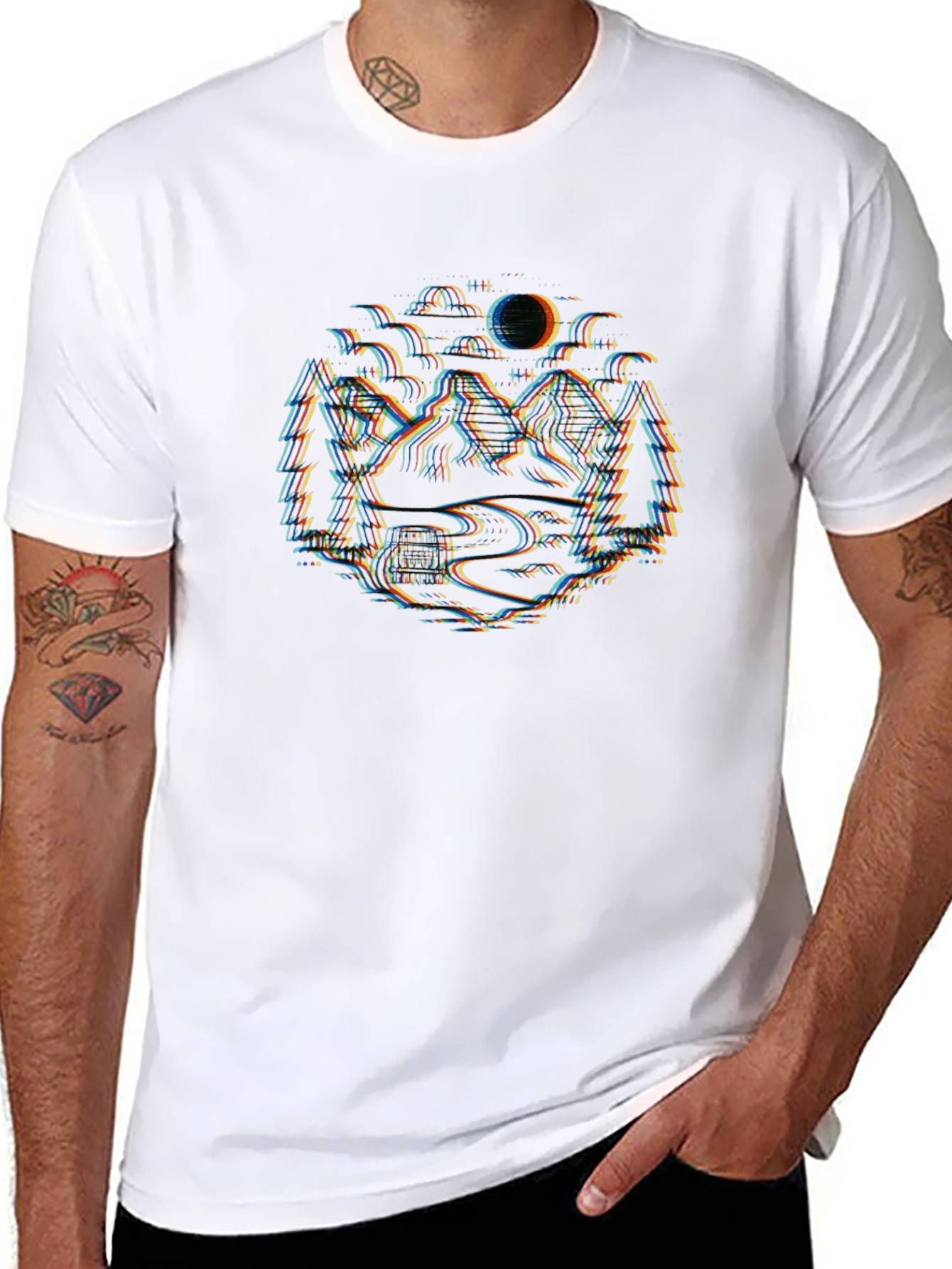 Glitch Landscape Black T-Shirt