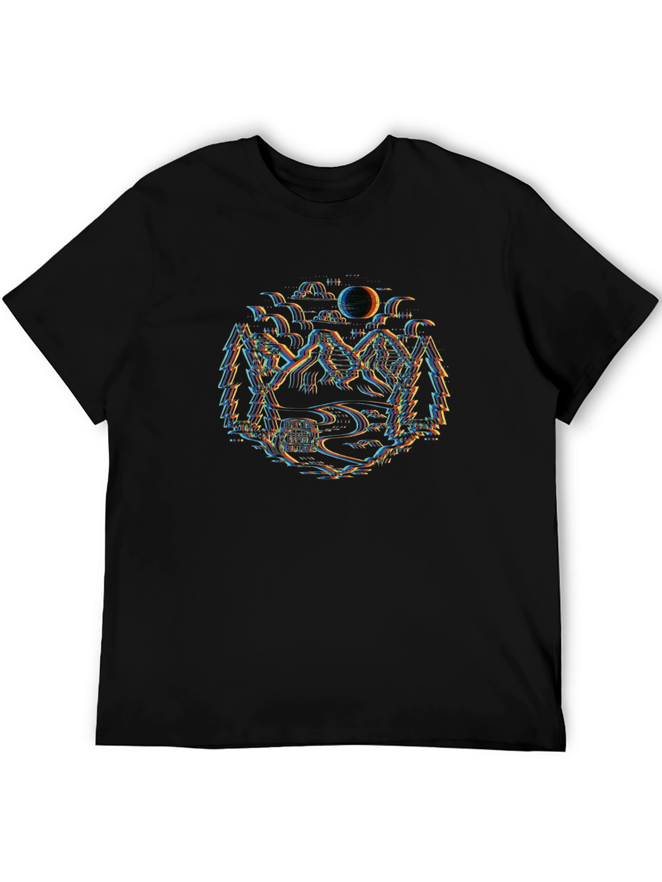 Glitch Landscape Black T-Shirt