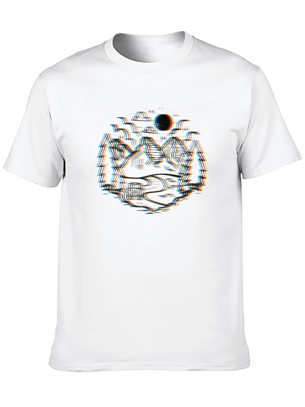 Glitch Landscape Black T-Shirt