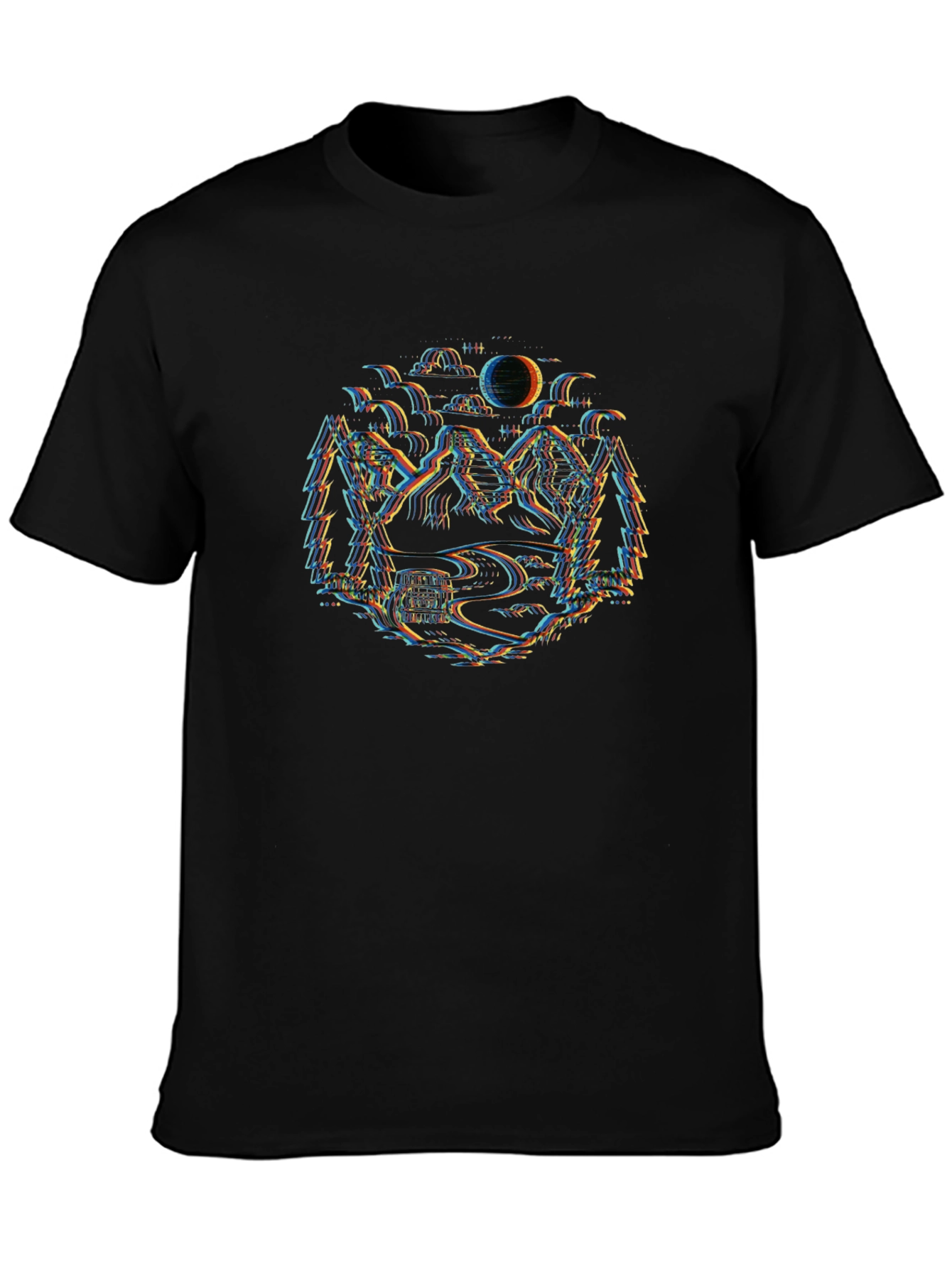 Glitch Landscape Black T-Shirt