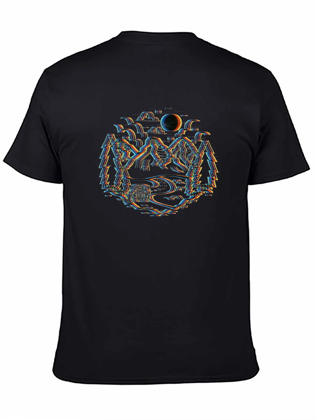 Glitch Landscape Black T-Shirt