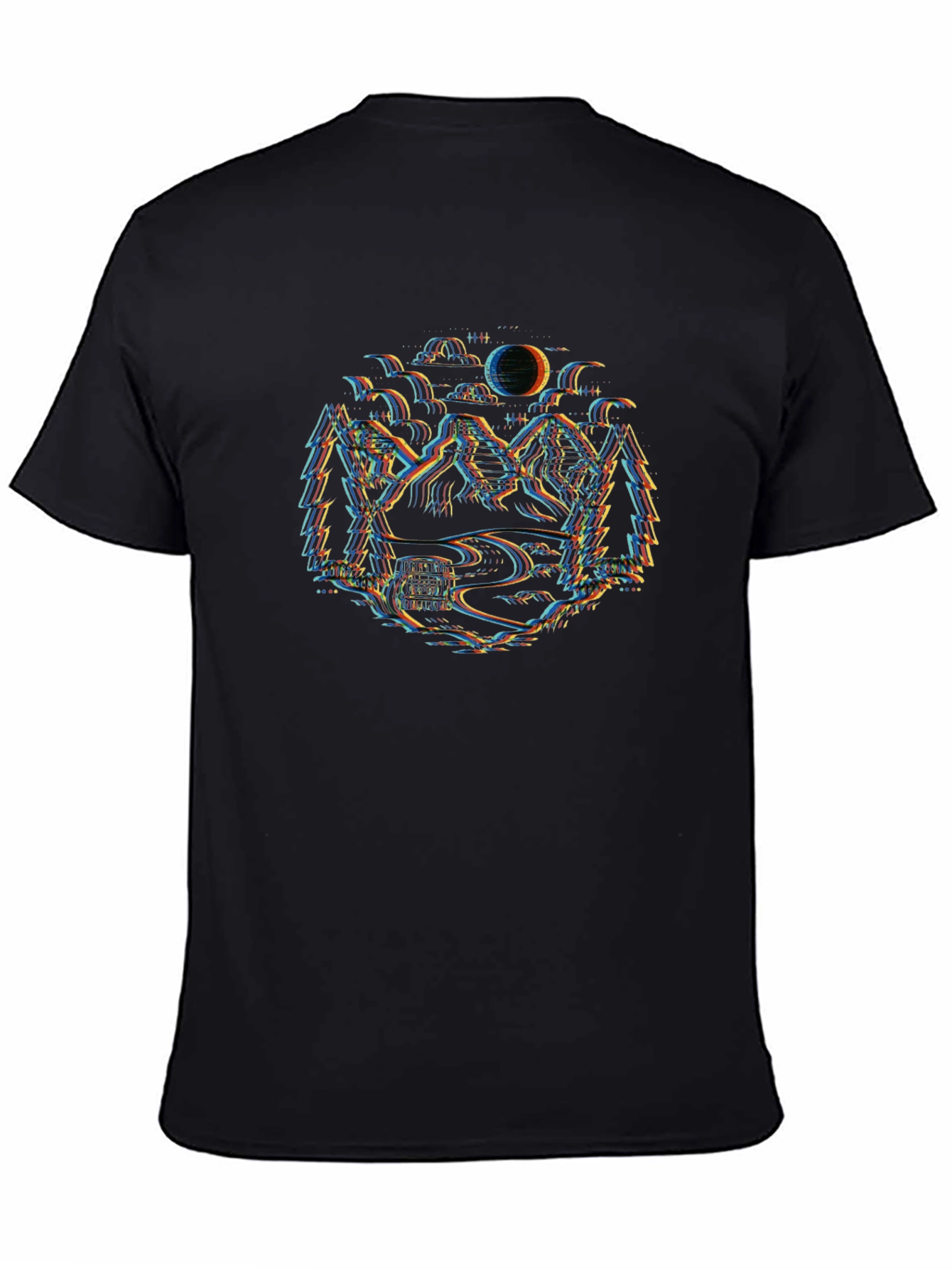 Glitch Landscape Black T-Shirt