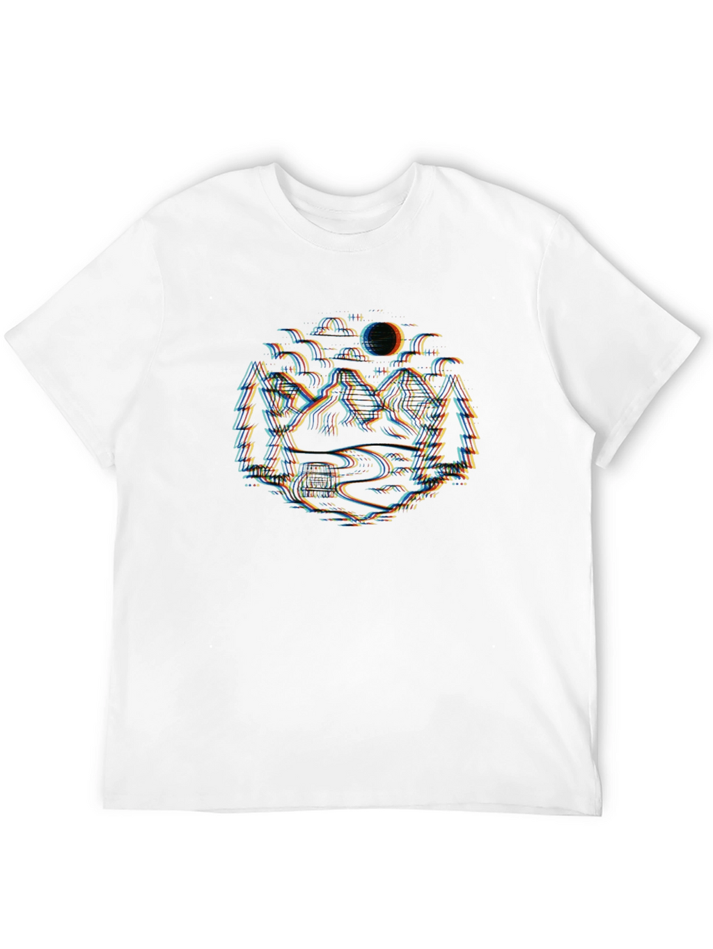 Glitch Landscape Black T-Shirt