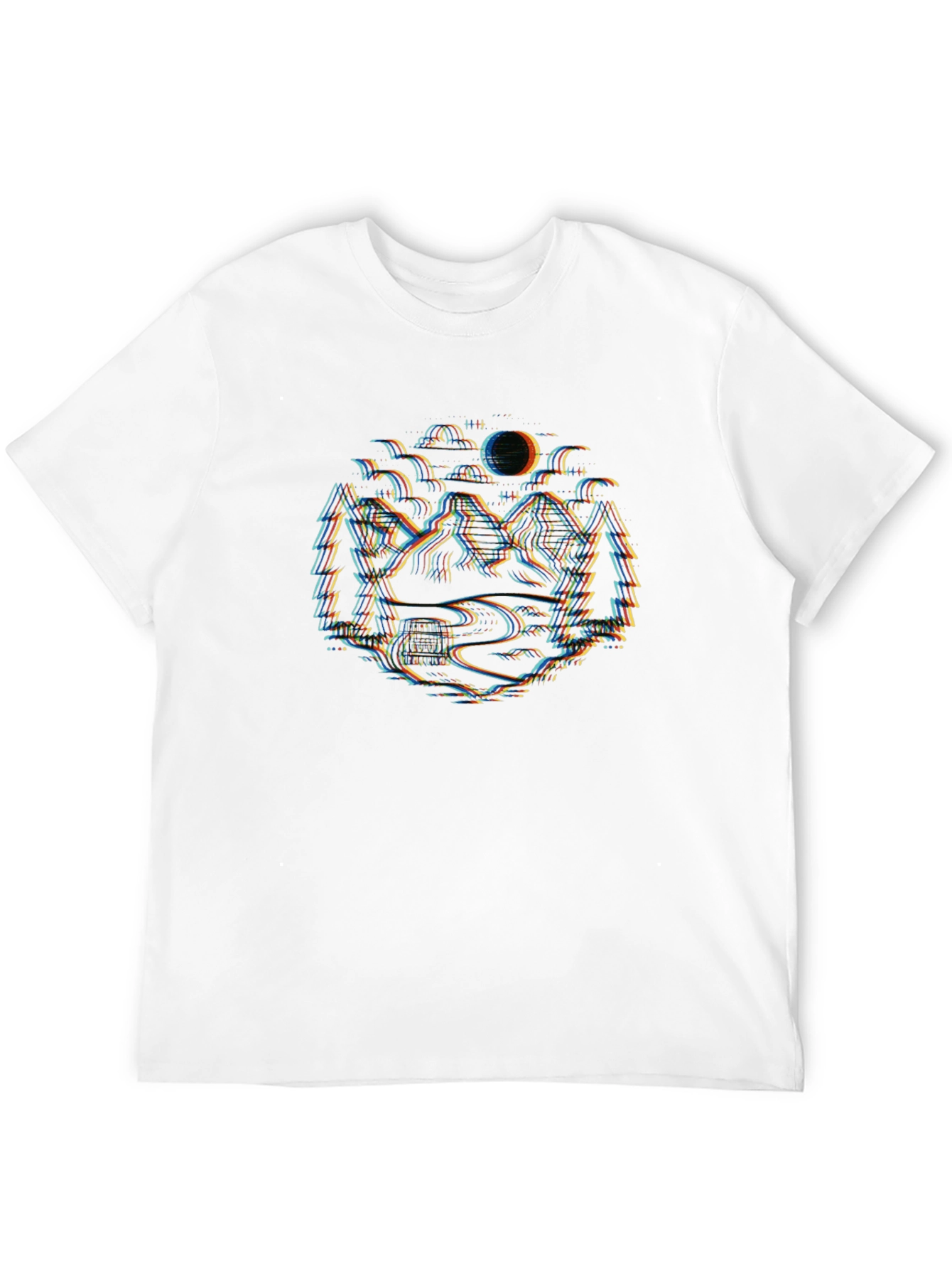 Glitch Landscape Black T-Shirt