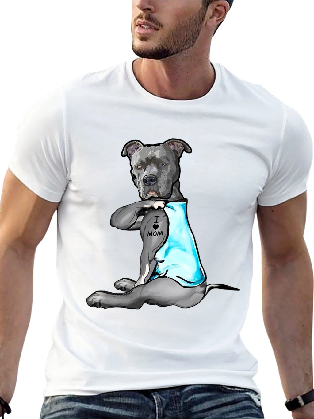 Dog Lover T-Shirt: I Heart Mom Pitbull Design