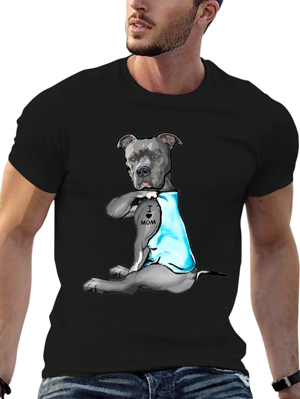 Dog Lover T-Shirt: I Heart Mom Pitbull Design