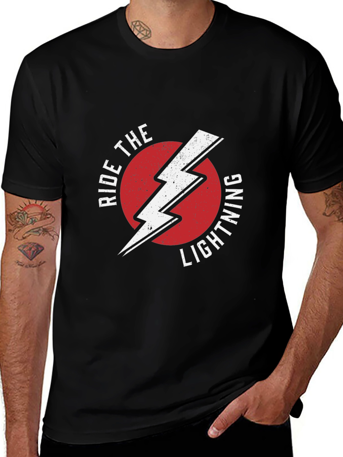 Ride The Lightning Graphic Tee - Black Cotton T-Shirt