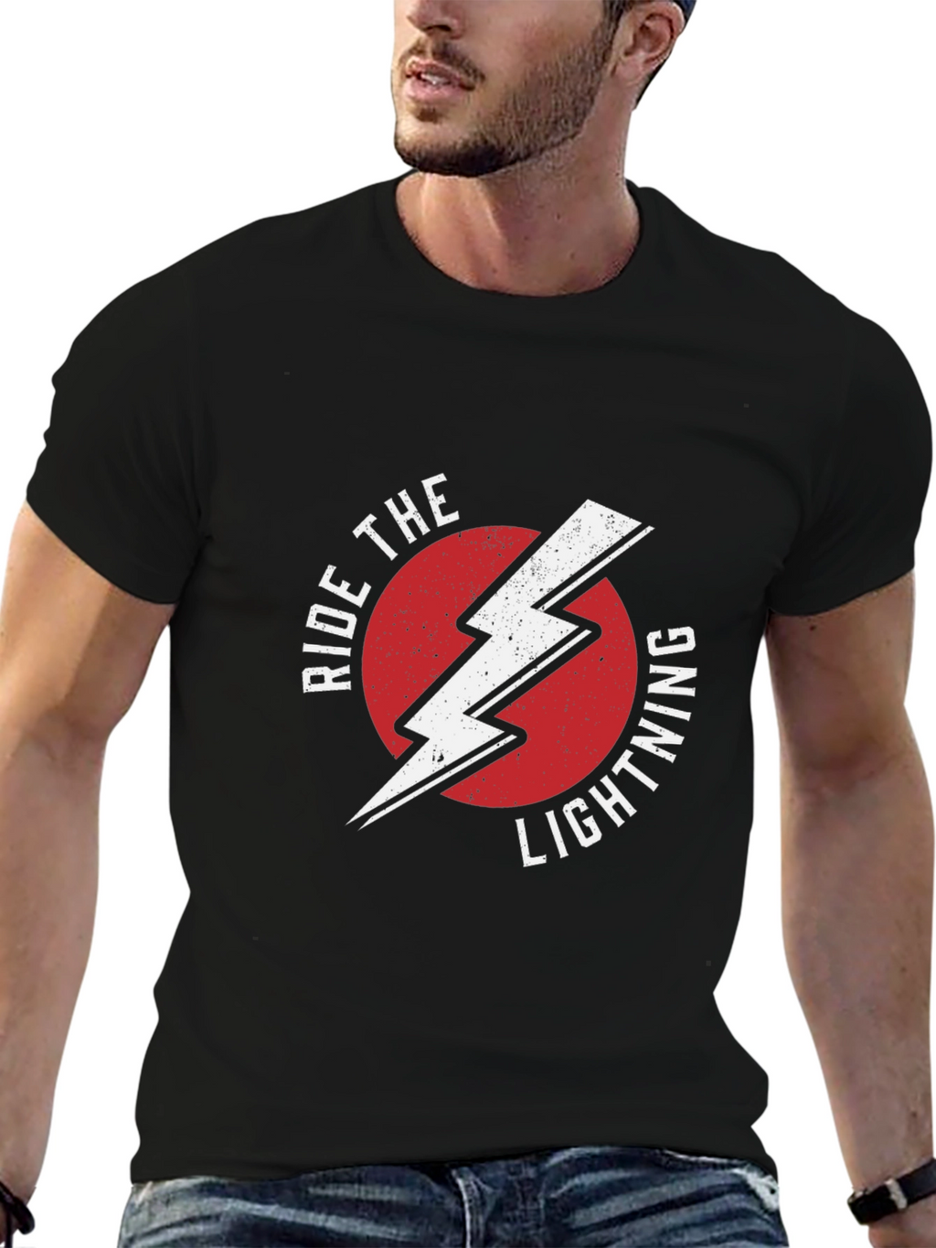 Ride The Lightning Graphic Tee - Black Cotton T-Shirt