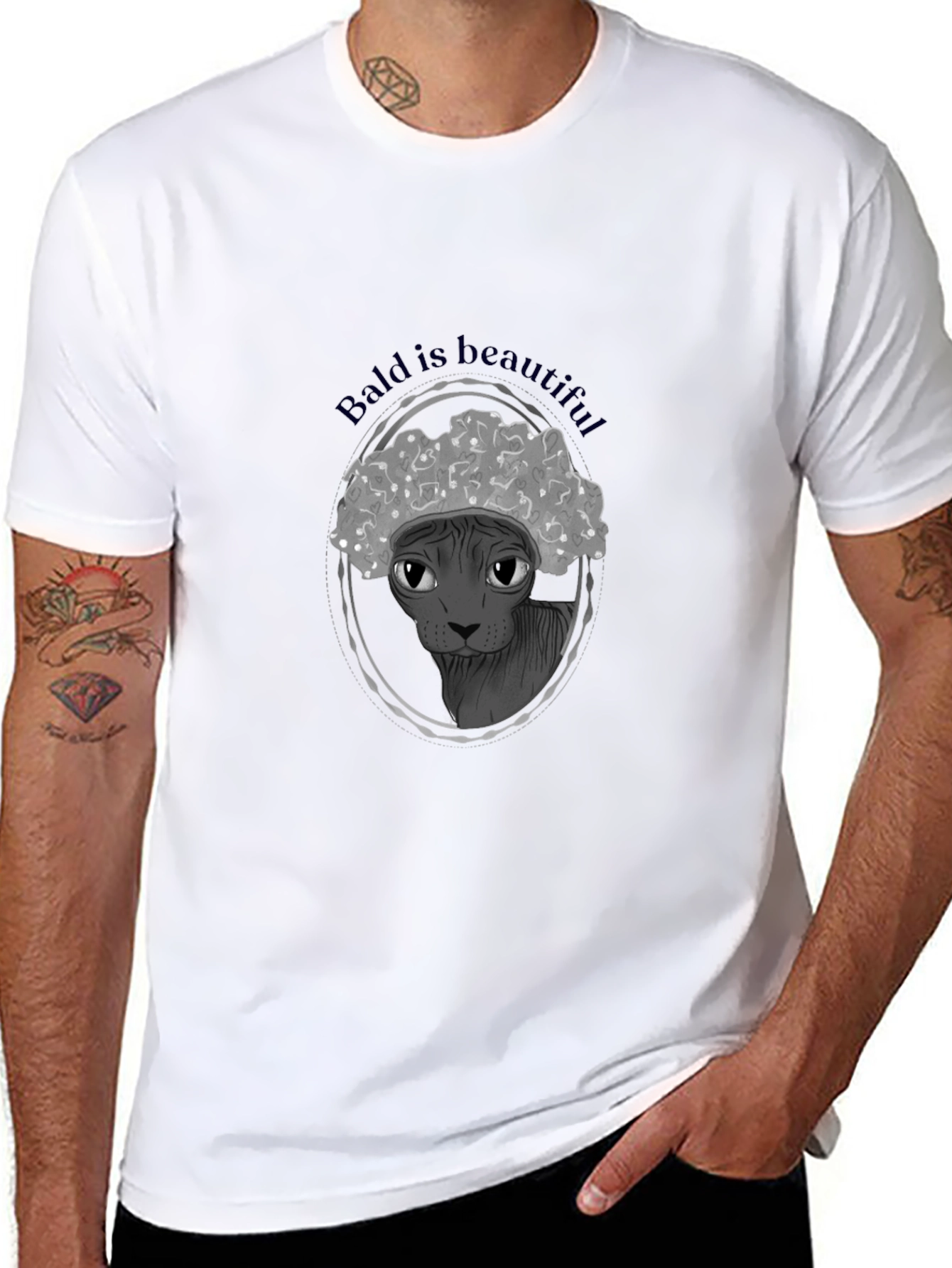 Bald is Beautiful T-Shirt: Unique Hairless Cat Design