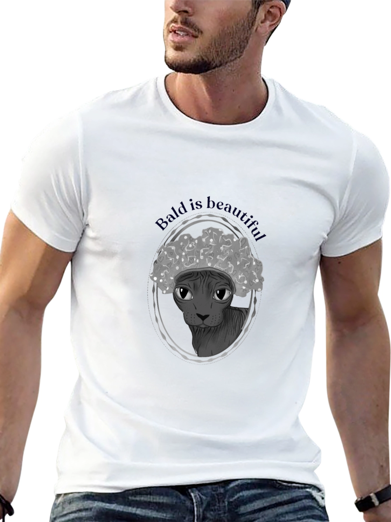 Bald is Beautiful T-Shirt: Unique Hairless Cat Design