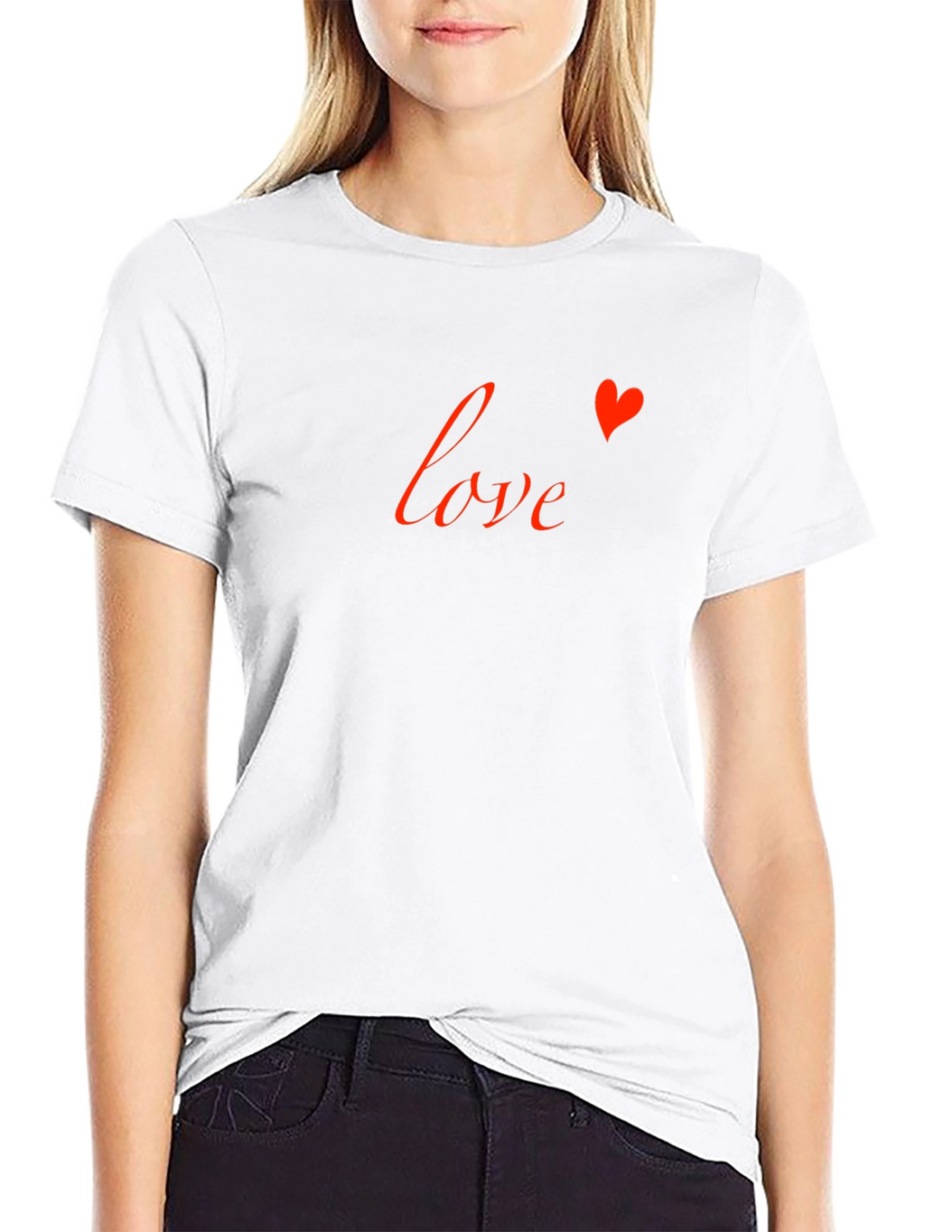 Love Heart Graphic Black Crew Neck T-Shirt