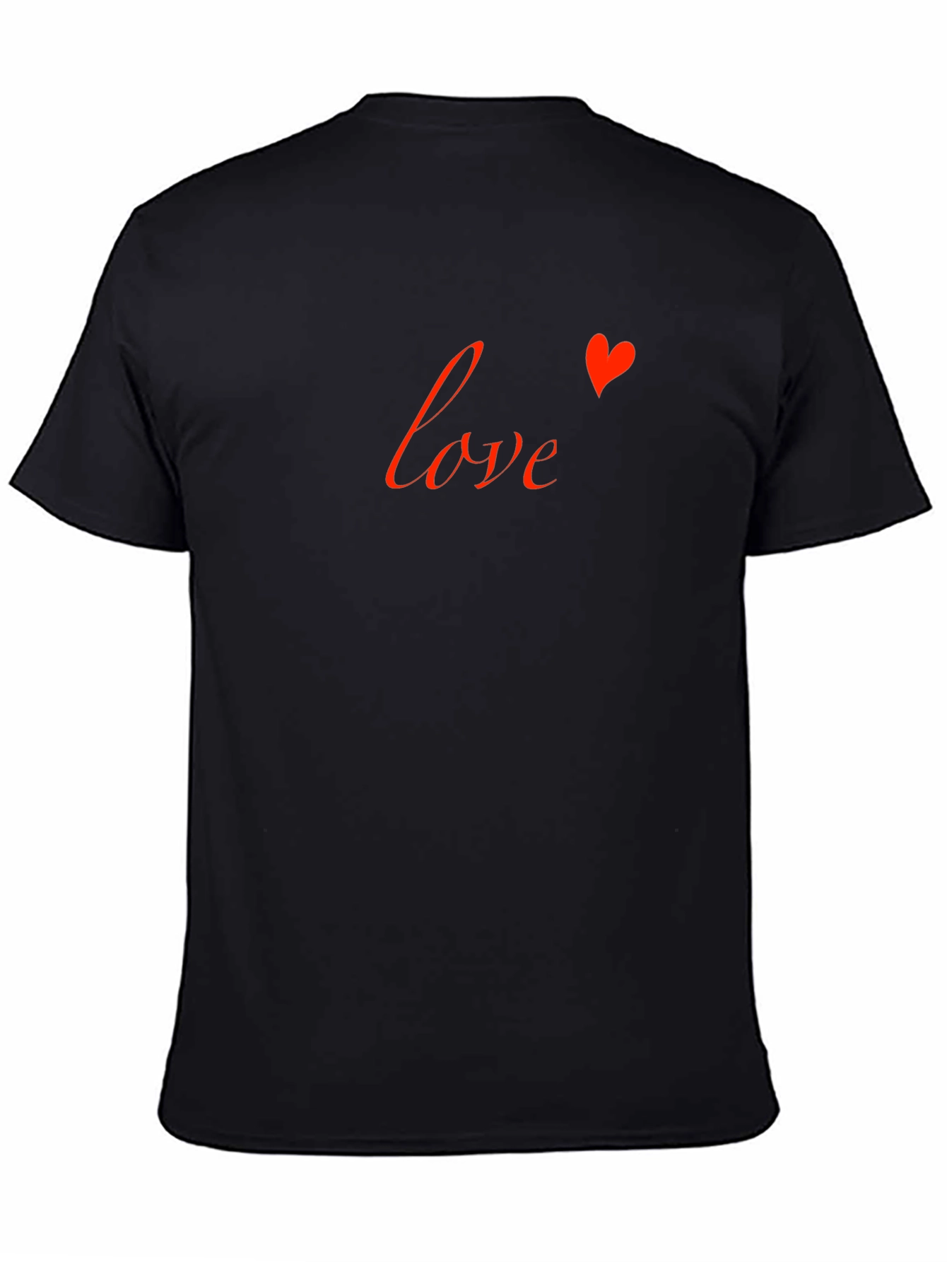 Love Heart Graphic Black Crew Neck T-Shirt