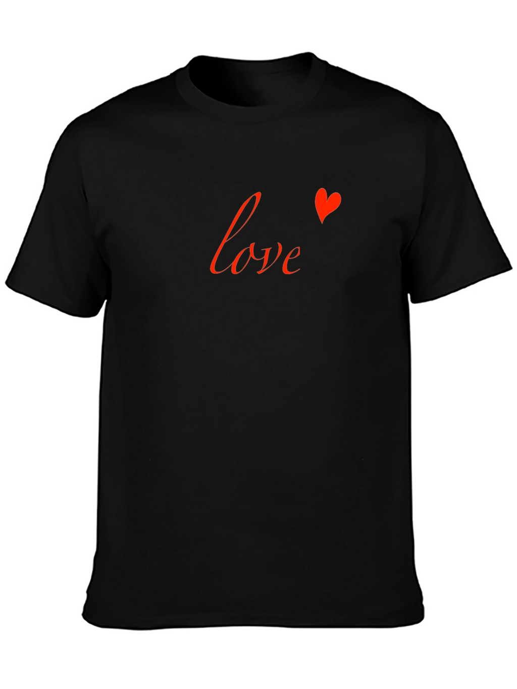 Love Heart Graphic Black Crew Neck T-Shirt