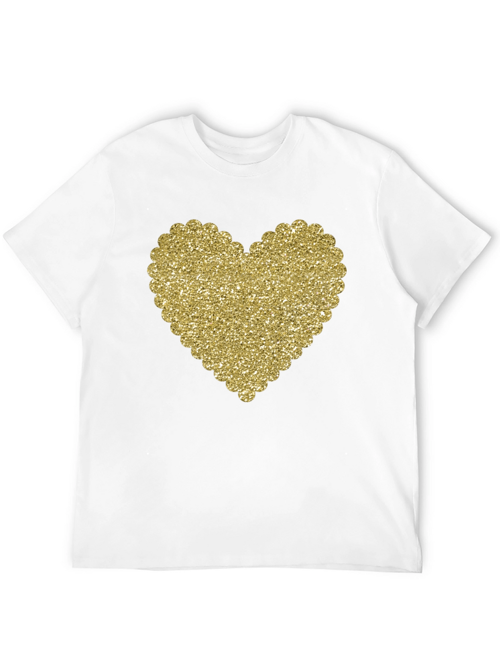 Glitter Heart Graphic Black T-Shirt