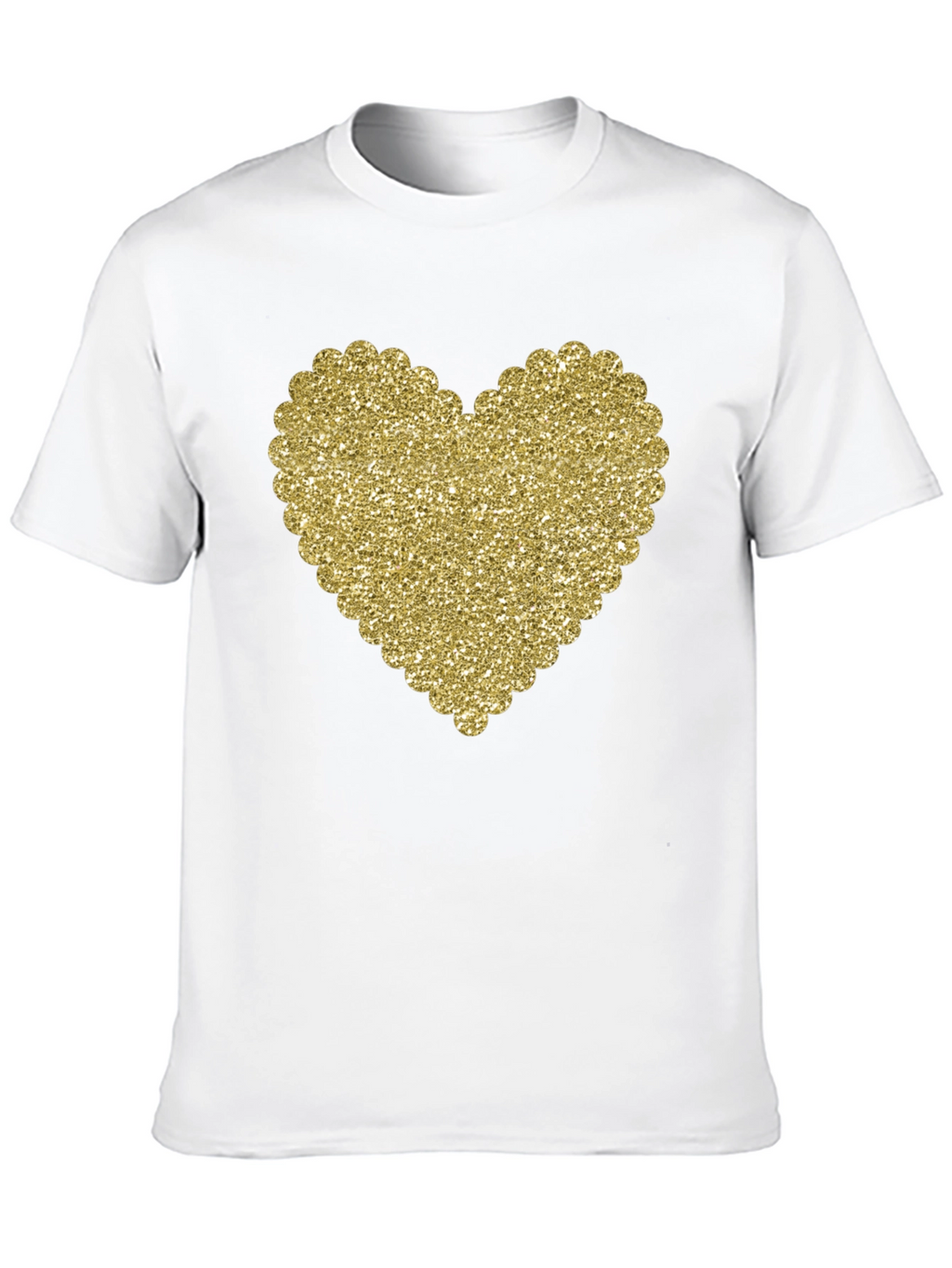 Glitter Heart Graphic Black T-Shirt