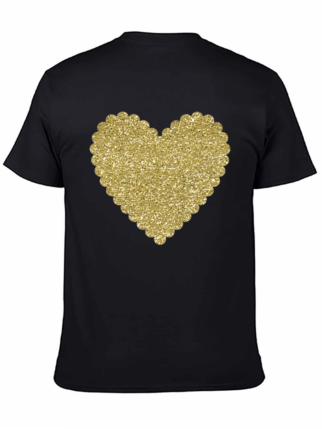 Glitter Heart Graphic Black T-Shirt