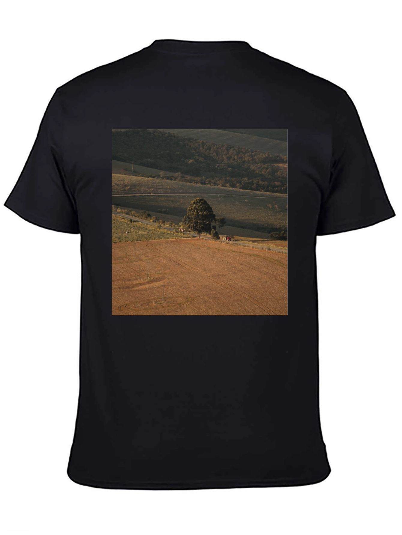Scenic Landscape Graphic Tee - Black Cotton Comfort