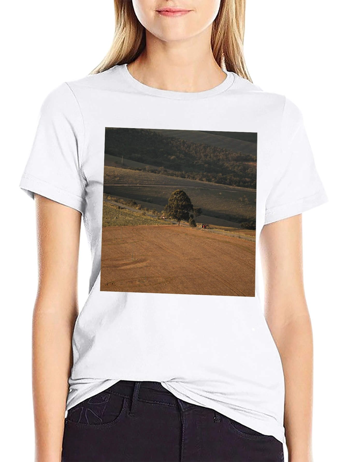 Scenic Landscape Graphic Tee - Black Cotton Comfort