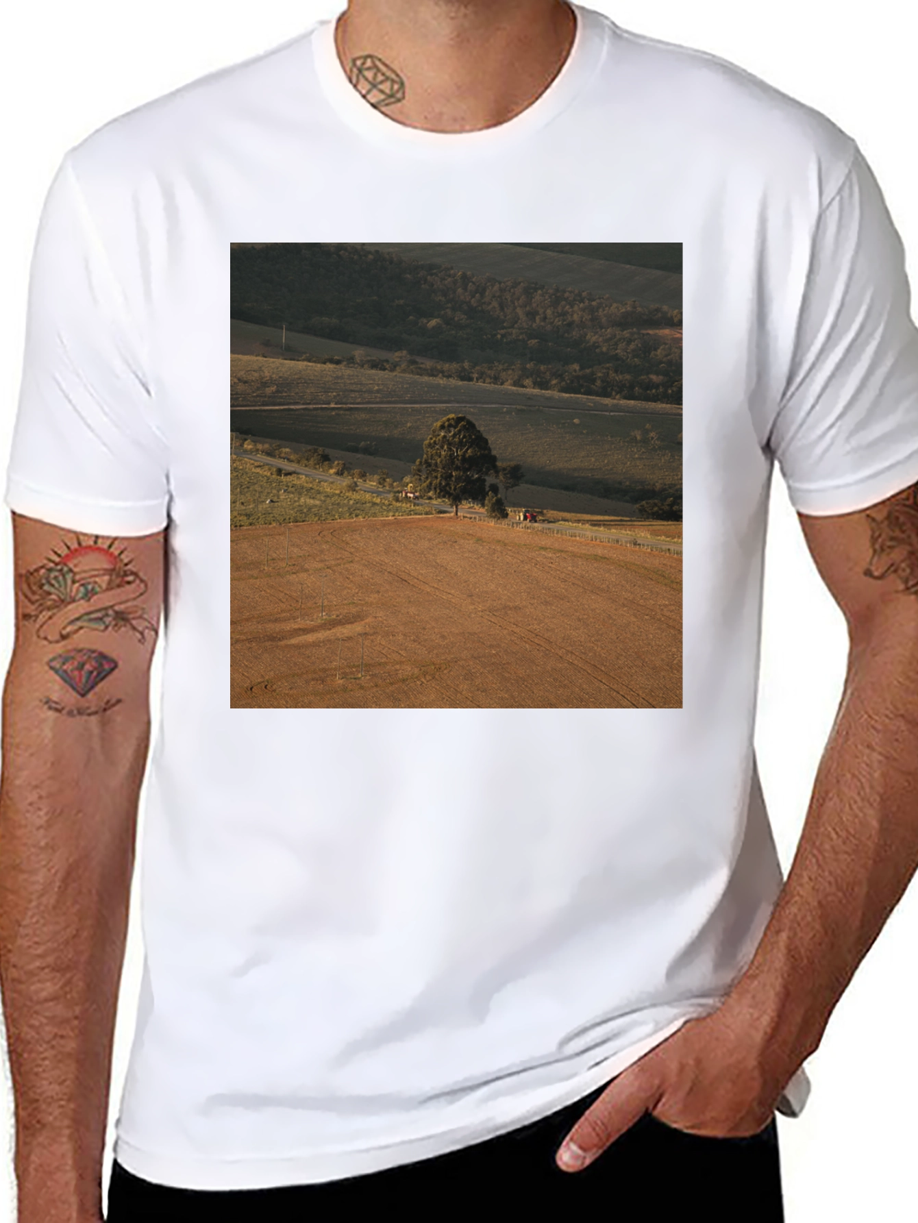 Scenic Landscape Graphic Tee - Black Cotton Comfort