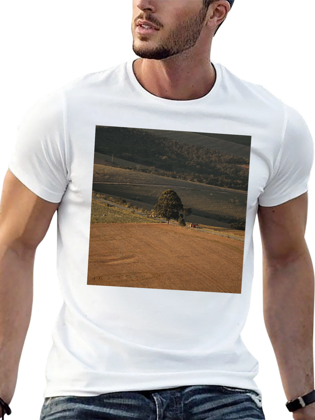 Scenic Landscape Graphic Tee - Black Cotton Comfort