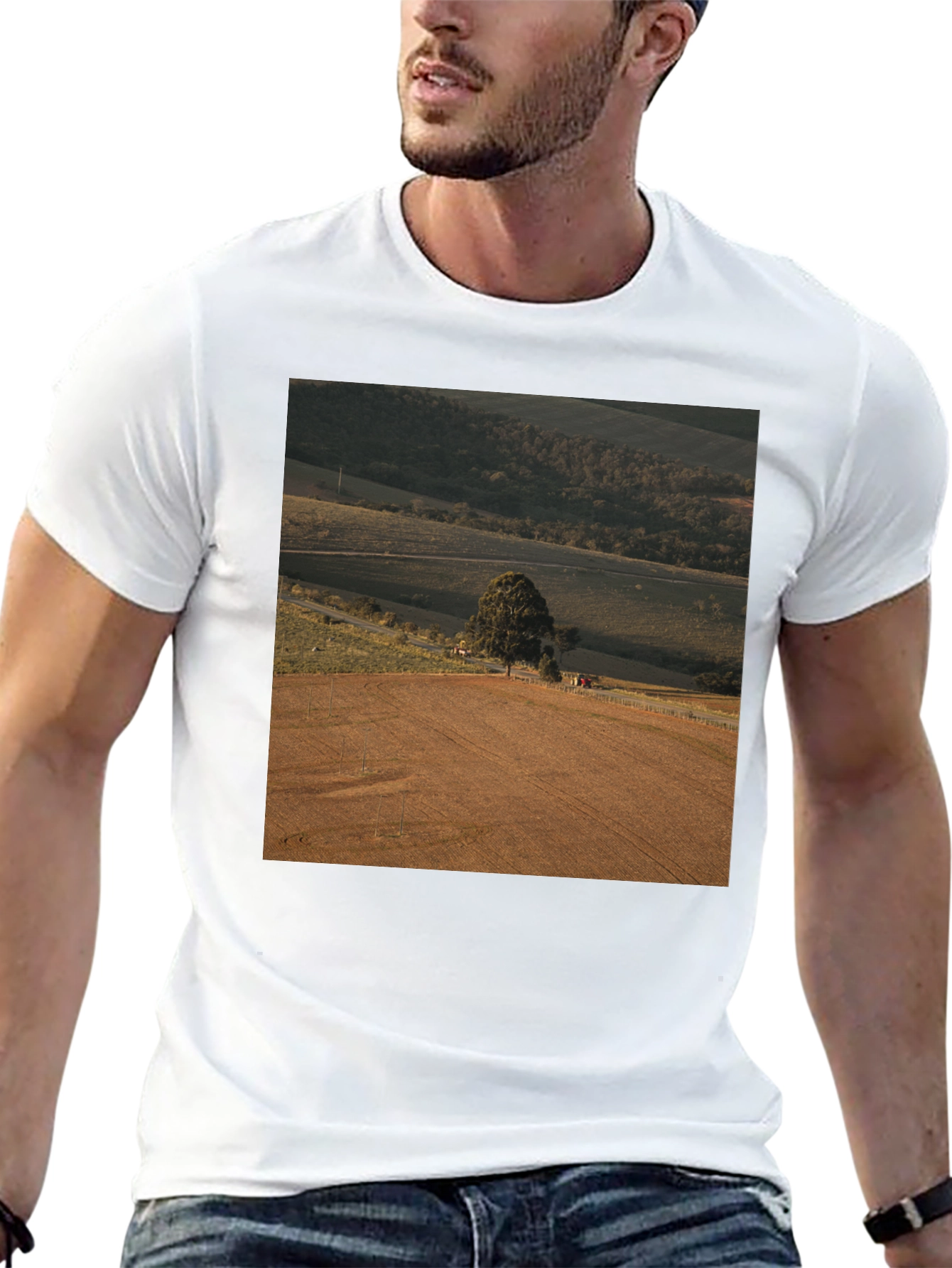 Scenic Landscape Graphic Tee - Black Cotton Comfort