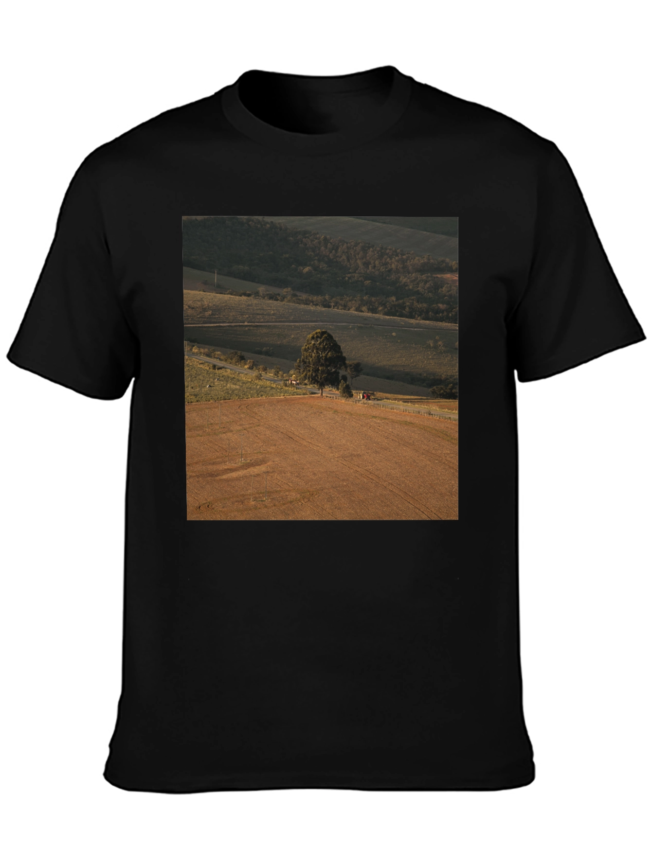 Scenic Landscape Graphic Tee - Black Cotton Comfort