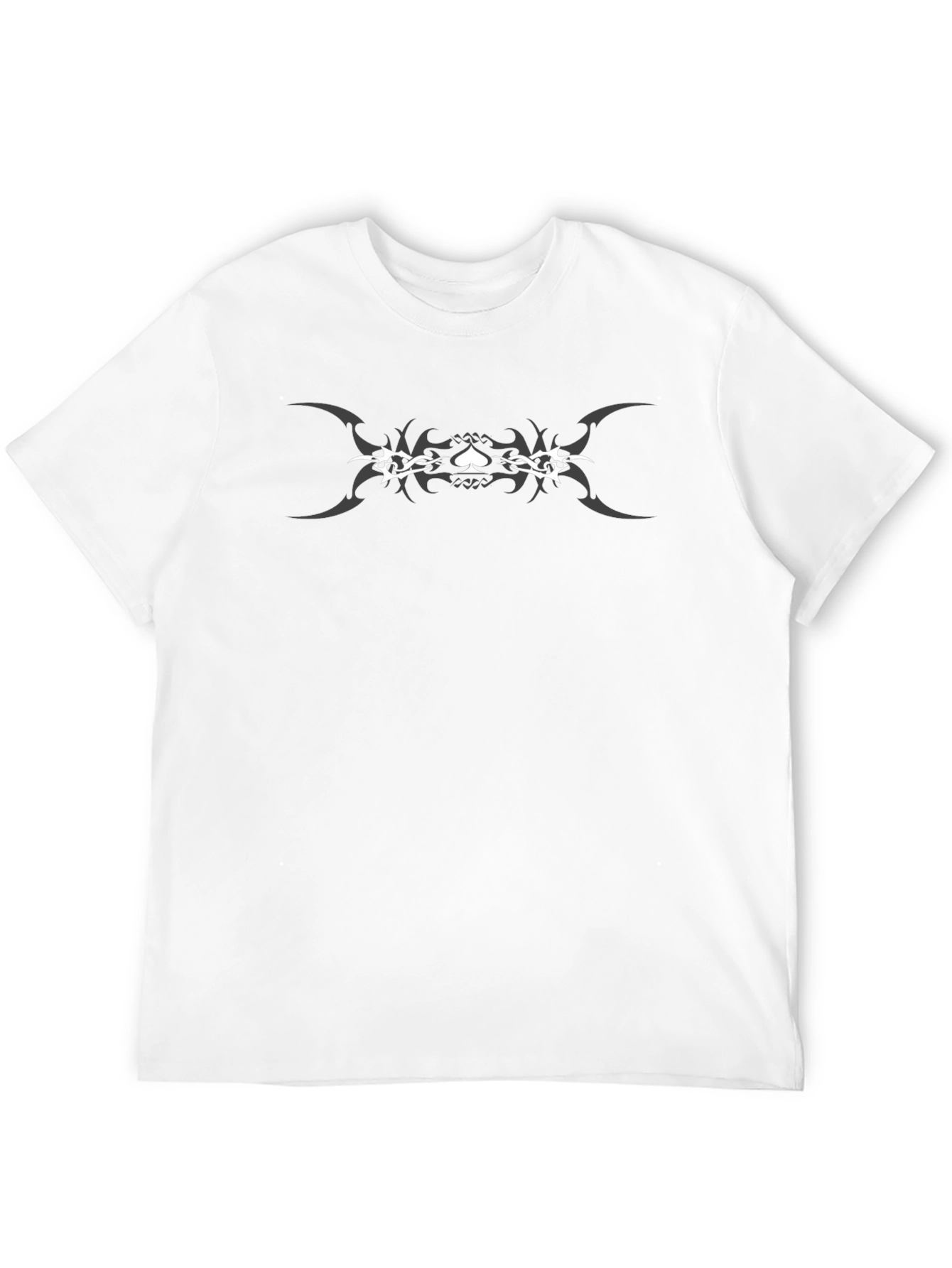 Black T-Shirt with Tribal Spade Design