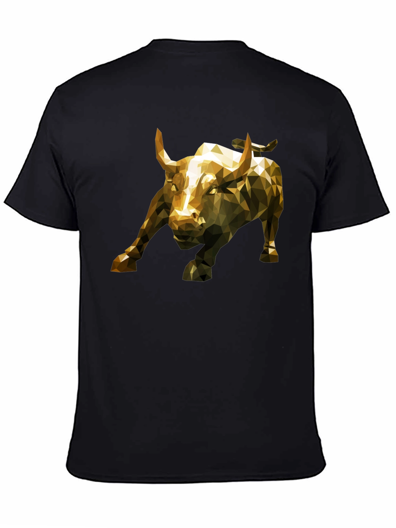 Geometric Bull Graphic Tee - Black Short Sleeve T-Shirt