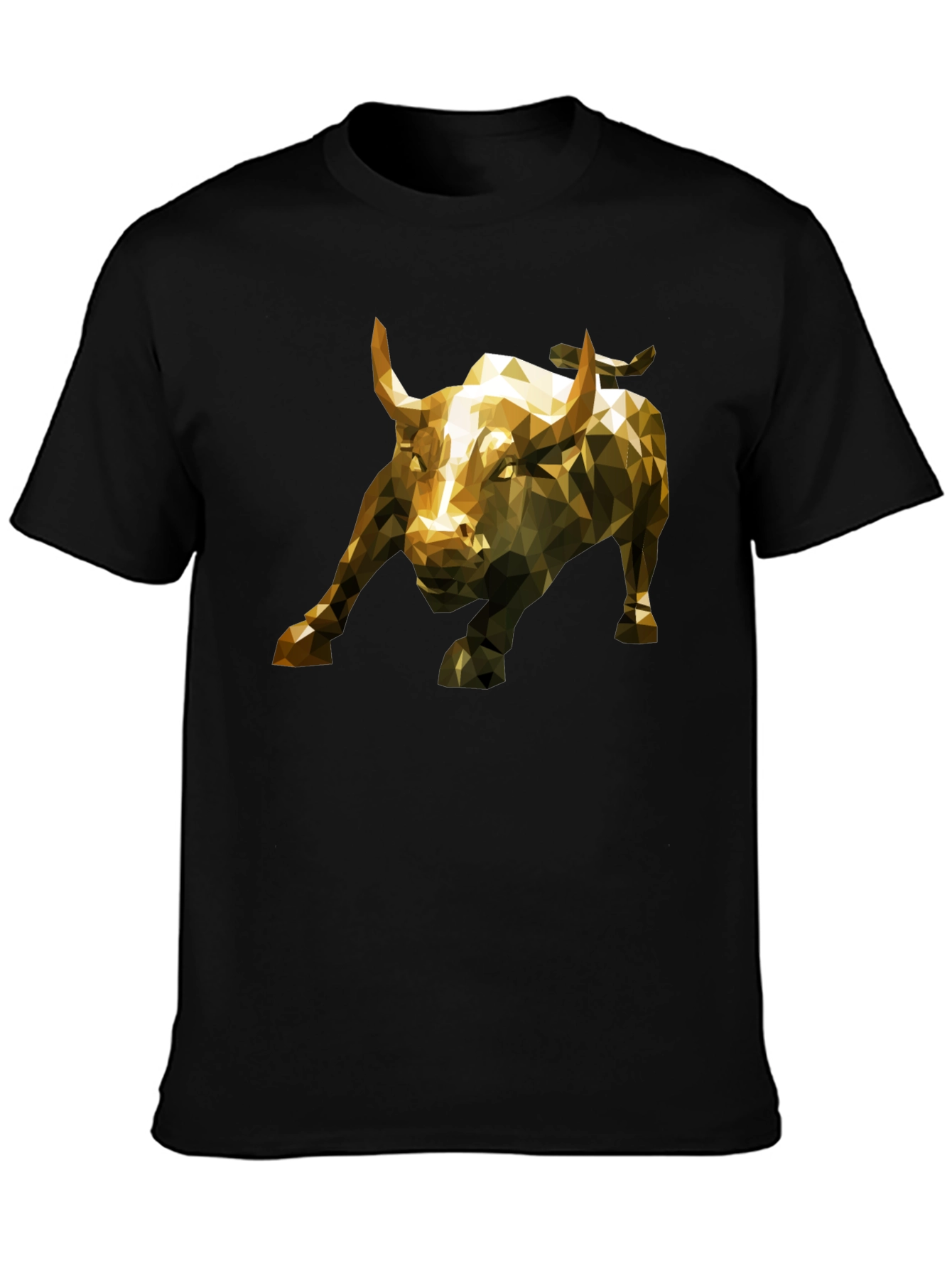 Geometric Bull Graphic Tee - Black Short Sleeve T-Shirt