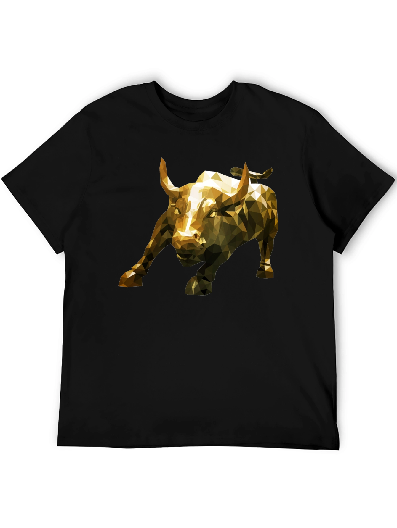 Geometric Bull Graphic Tee - Black Short Sleeve T-Shirt