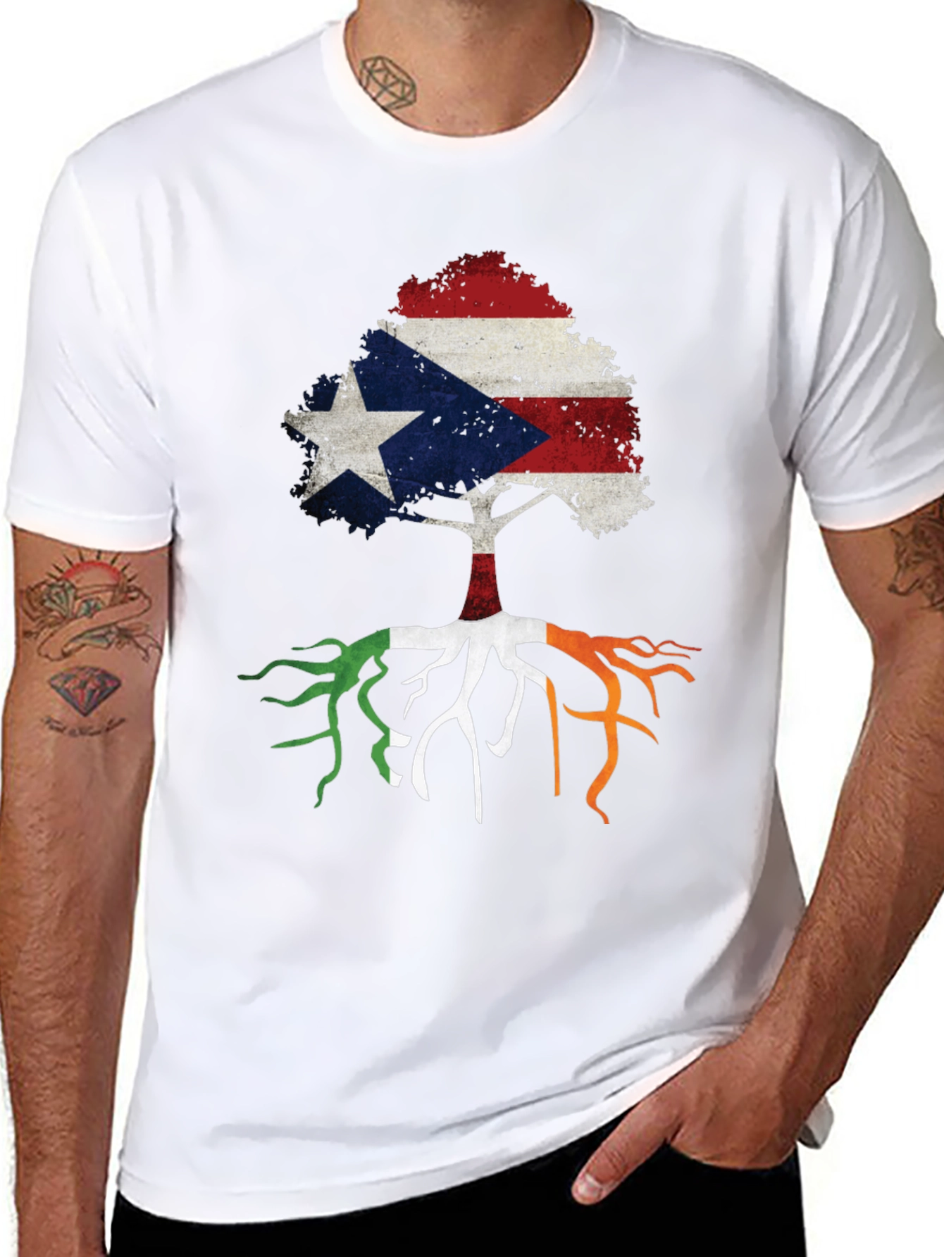 Puerto Rico Ireland Roots Tree T-Shirt