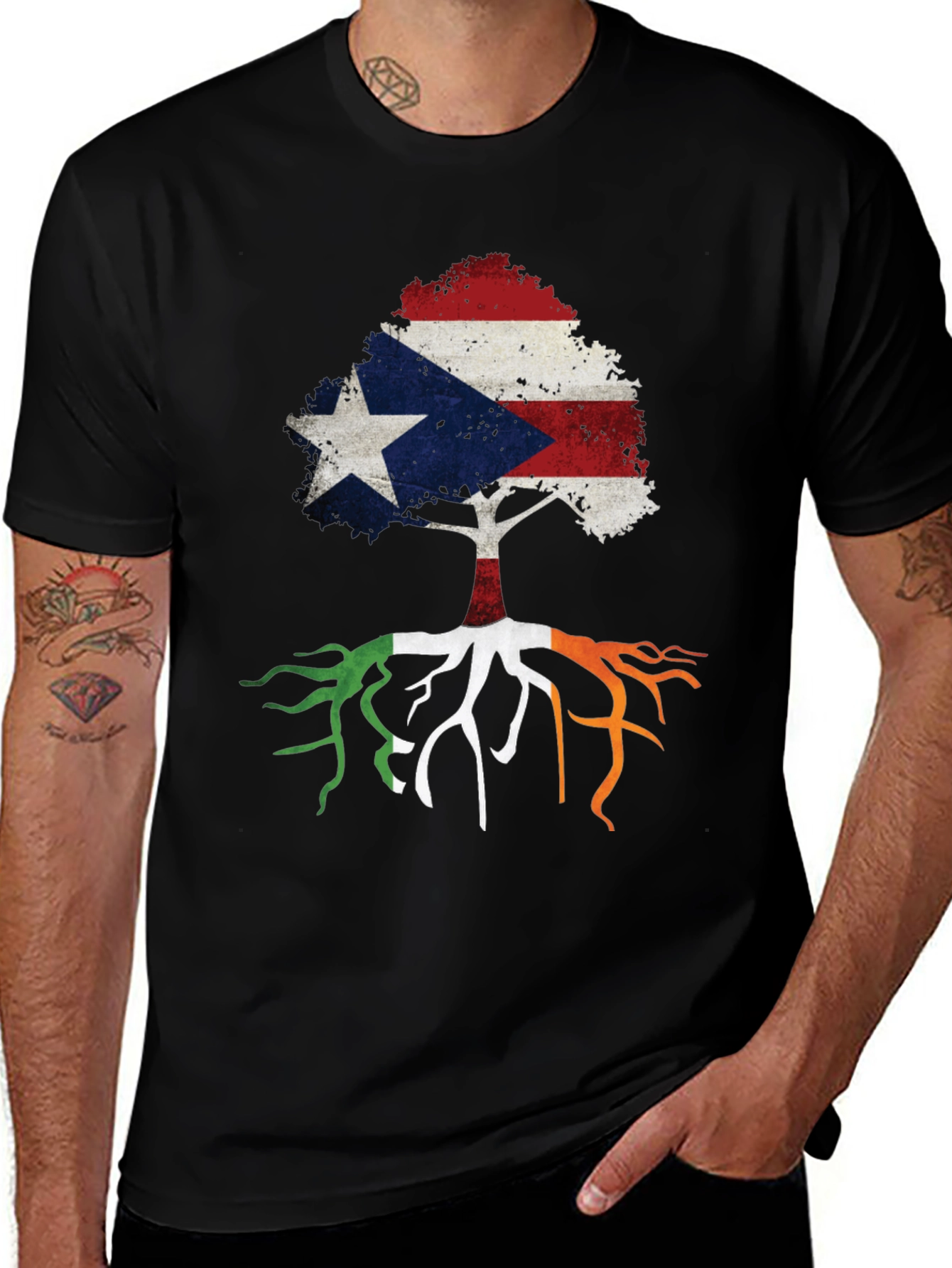 Puerto Rico Ireland Roots Tree T-Shirt