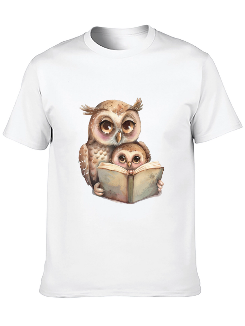 Owl & Baby Reading T-Shirt - Black
