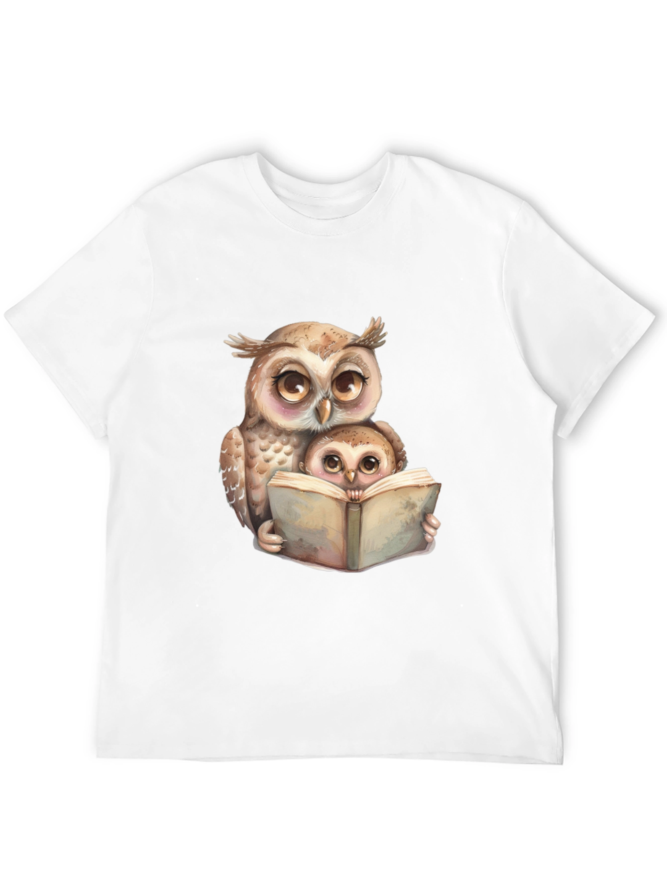 Owl & Baby Reading T-Shirt - Black