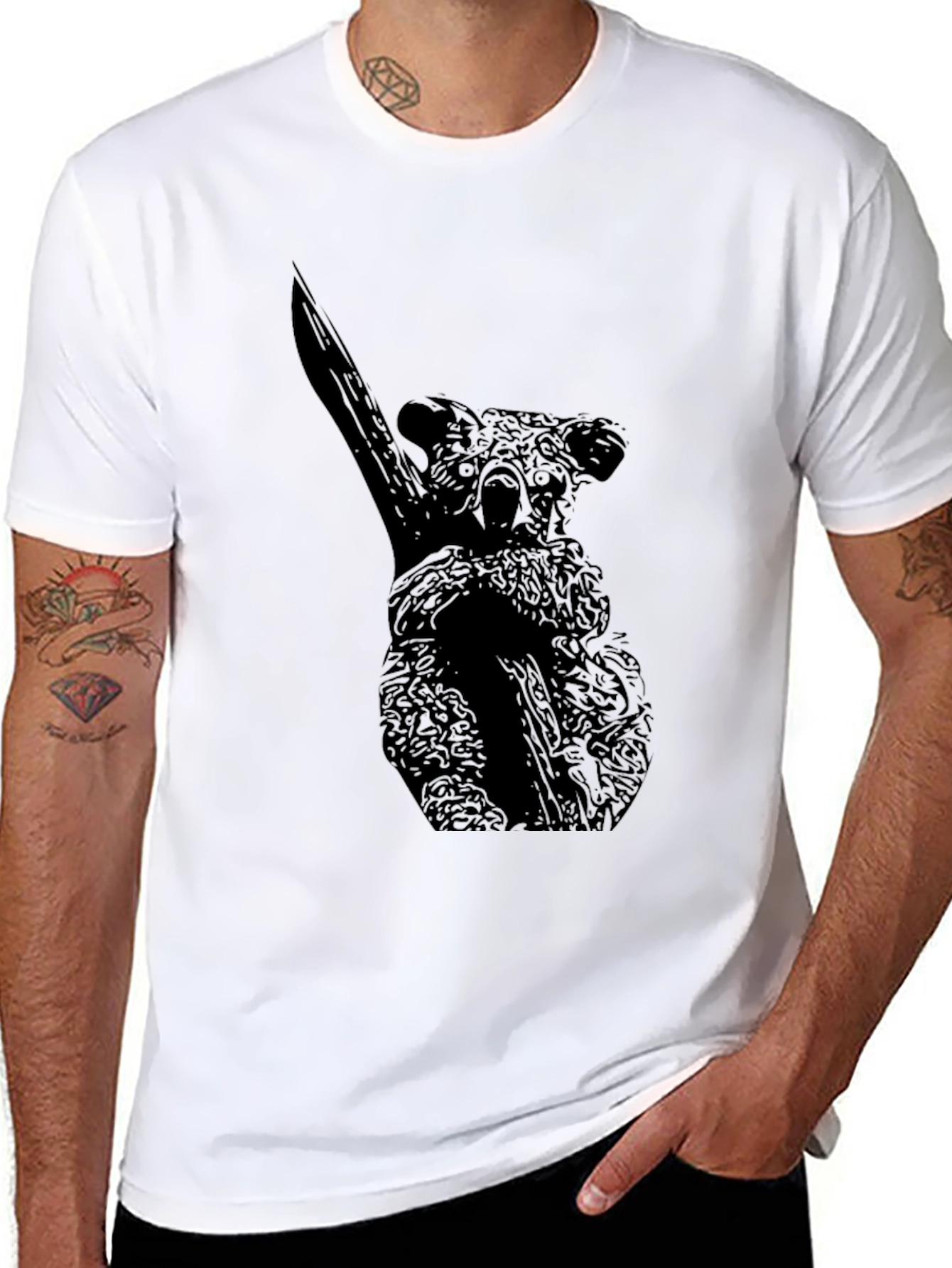 Koala Graphic Tee - Black Cotton Blend