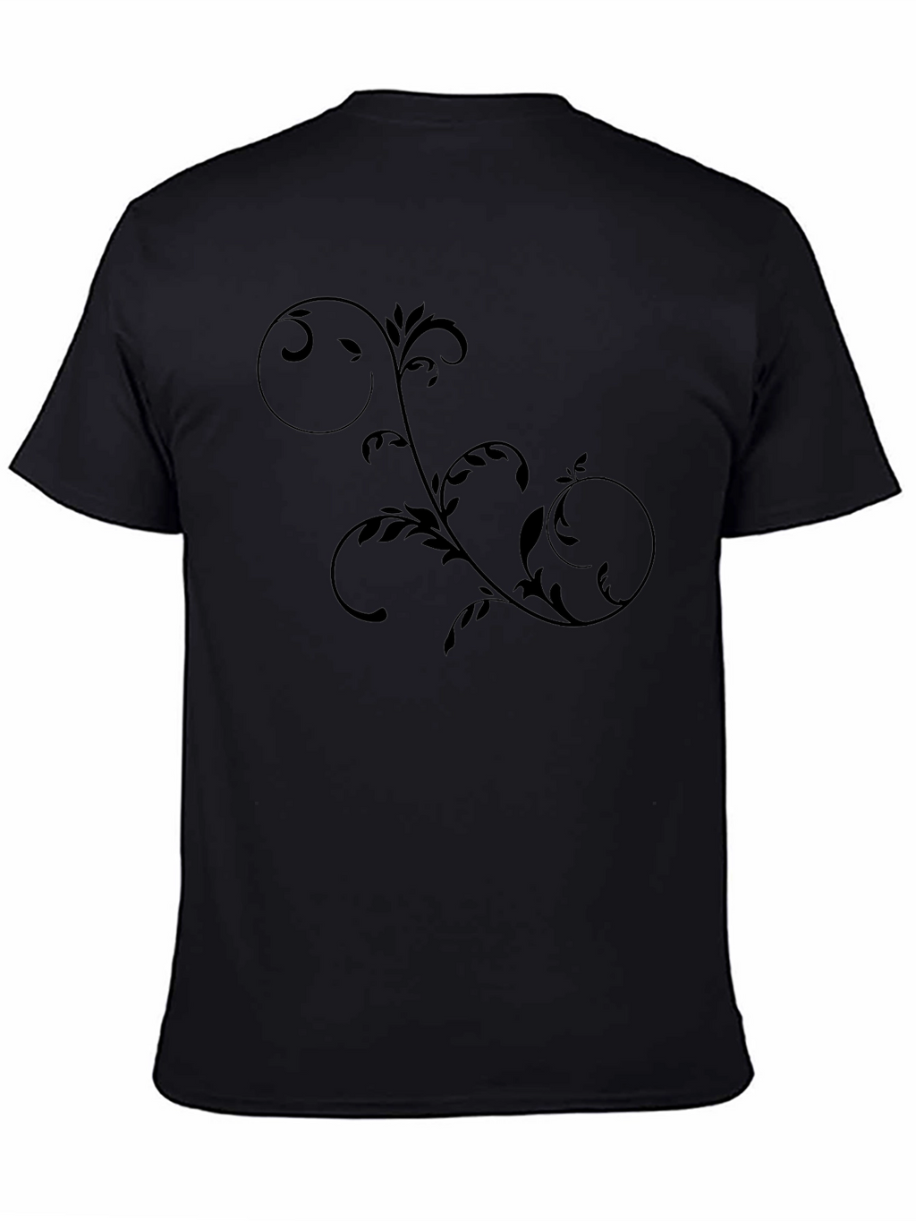 Stylish Black T-Shirt with Vine Design