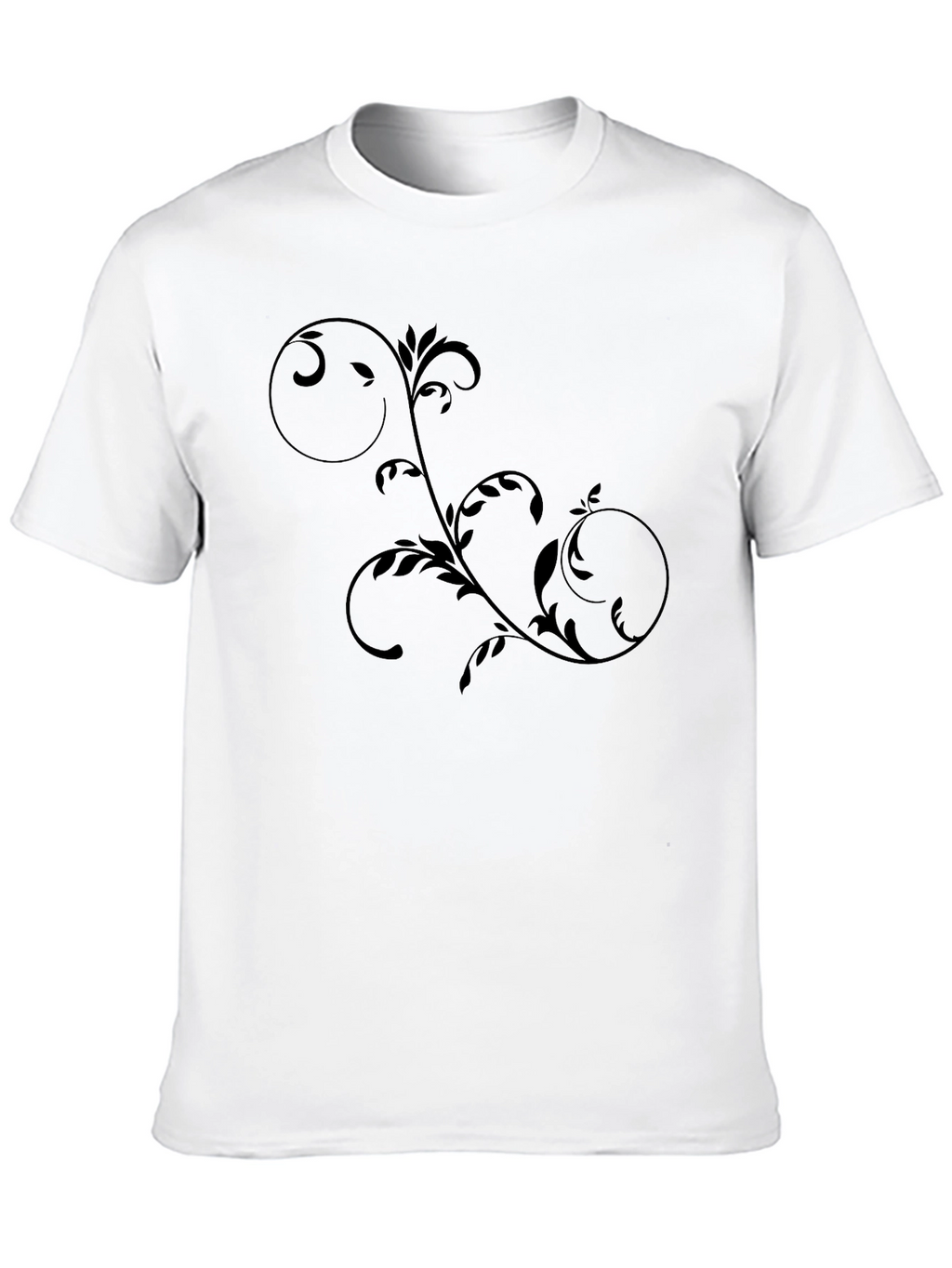 Stylish Black T-Shirt with Vine Design