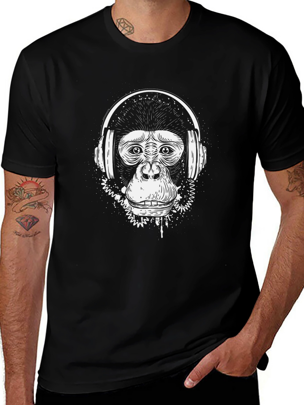 Cool Ape DJ Graphic T-Shirt - Black Cotton Tee